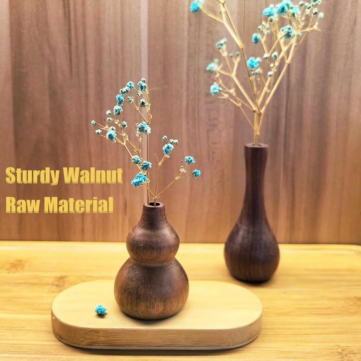 ست پخش کننده روغن های ضروری چوبی، گلدان پخش کننده رایحه چوب گردو، پخش کننده های رایحه درمانی طبیعی برای خانه، حمام و دفتر، رایحه ماندگار، 2 قطعه دکور سازگار با محیط زیست