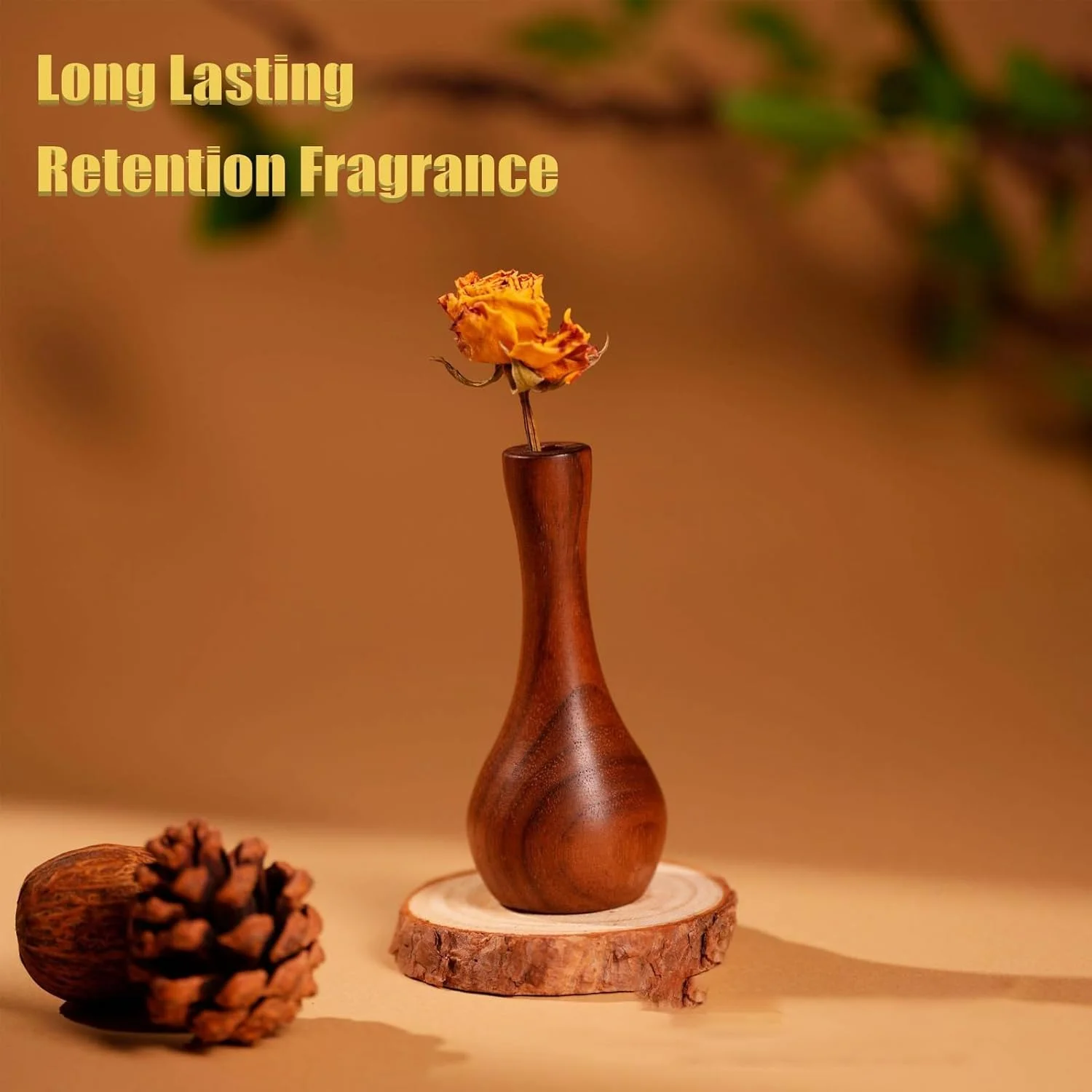 ست پخش کننده روغن های ضروری چوبی، گلدان پخش کننده رایحه چوب گردو، پخش کننده های رایحه درمانی طبیعی برای خانه، حمام و دفتر، رایحه ماندگار، 2 قطعه دکور سازگار با محیط زیست