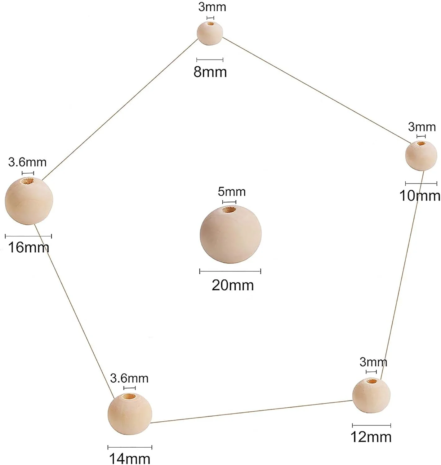 مهره های چوبی طبیعی KASTWAVE، 500 عدد مهره چوبی ناتمام، مهره های چوبی برای صنایع دستی، مورد استفاده برای حلقه گل، دکوراسیون خانه روستایی، جواهر سازی و صنایع دستی DIY برای دکوراسیون منزل و تعطیلات