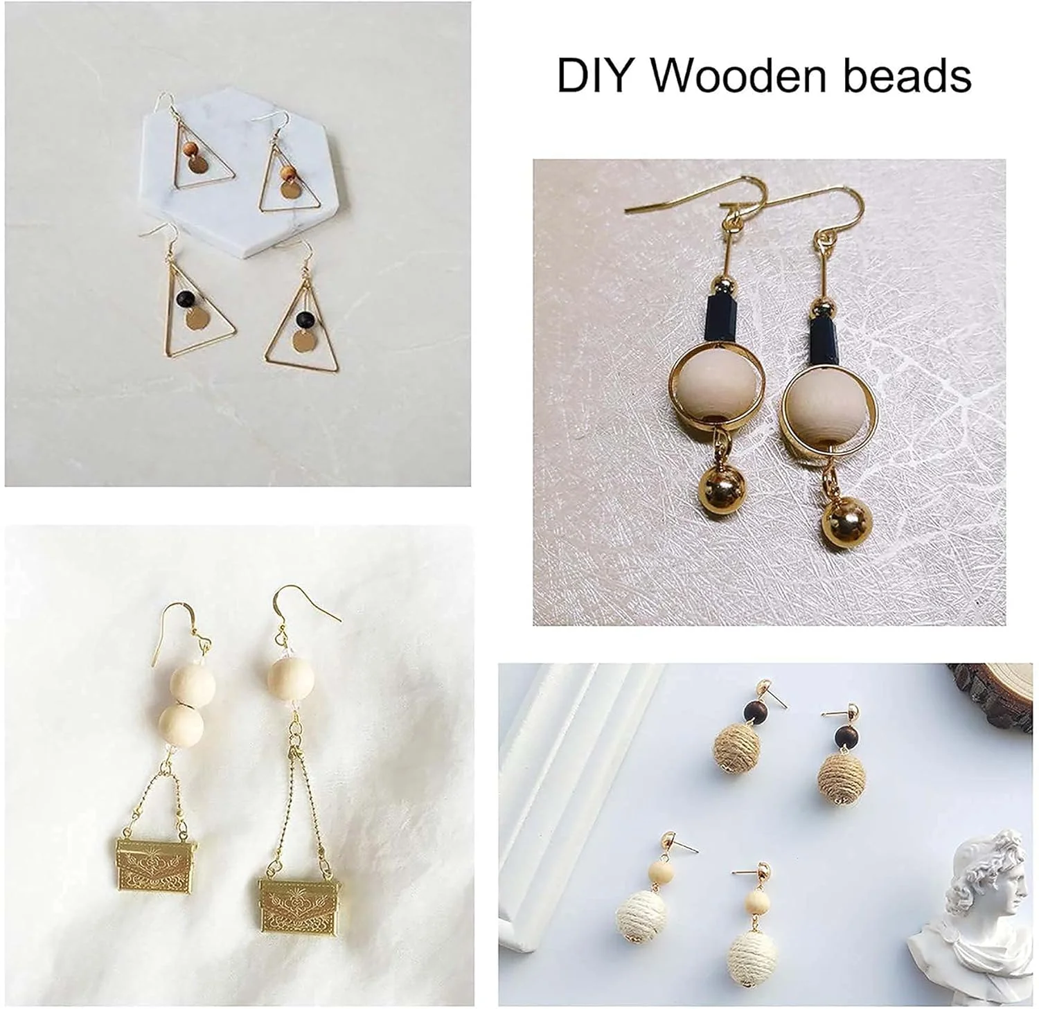 مهره های چوبی طبیعی KASTWAVE، 500 عدد مهره چوبی ناتمام، مهره های چوبی برای صنایع دستی، مورد استفاده برای حلقه گل، دکوراسیون خانه روستایی، جواهر سازی و صنایع دستی DIY برای دکوراسیون منزل و تعطیلات