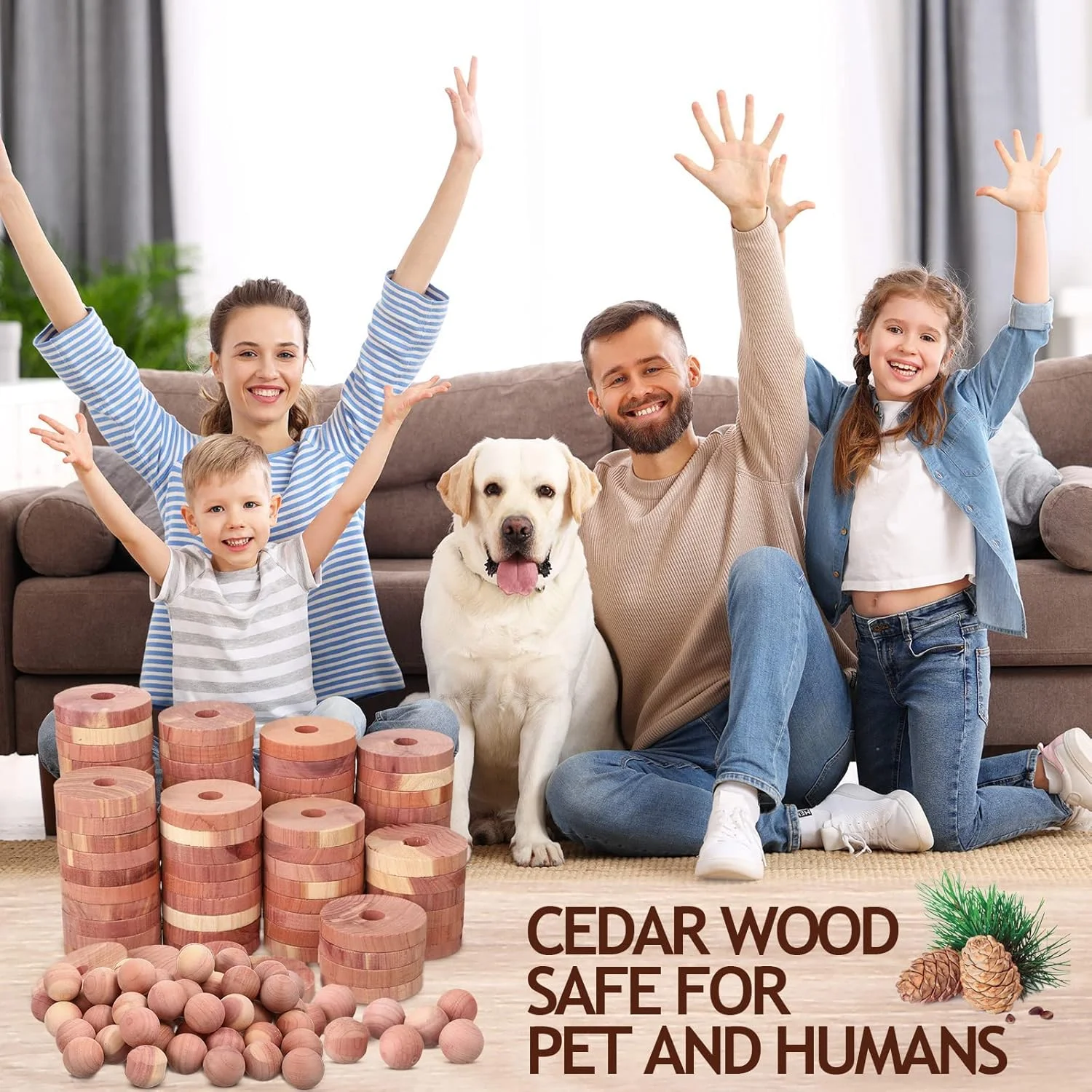 بلوک های چوبی سدر KASTWAVE 50 عددی برای نگهداری لباس - 25 توپ و 25 حلقه، خوشبو کننده طبیعی معطر برای کفش، کشو و کمد