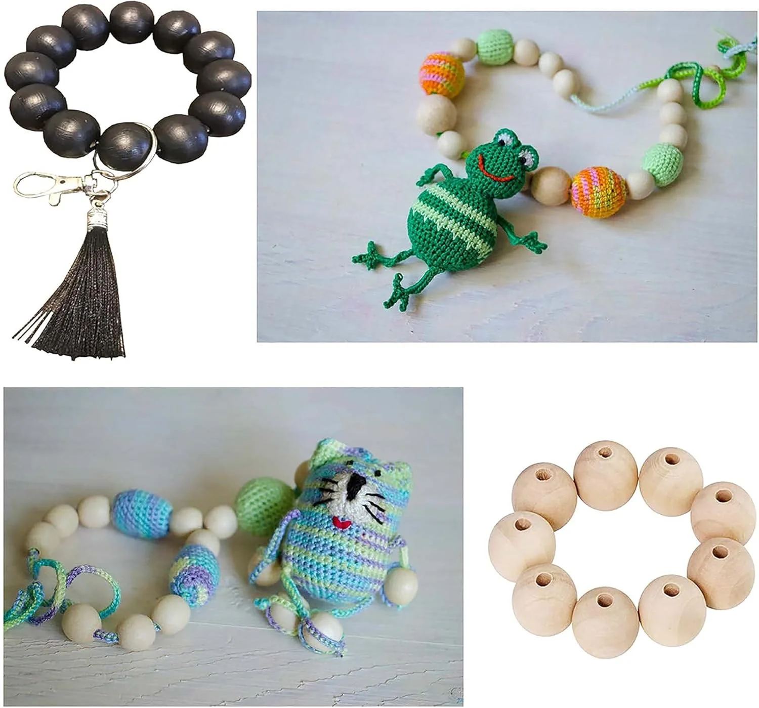 مهره های چوبی طبیعی KASTWAVE، 500 عدد مهره چوبی ناتمام، مهره های چوبی برای صنایع دستی، مورد استفاده برای حلقه گل، دکوراسیون خانه روستایی، جواهر سازی و صنایع دستی DIY برای دکوراسیون منزل و تعطیلات