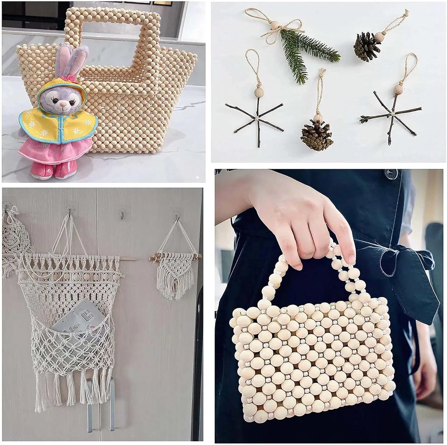 مهره های چوبی طبیعی KASTWAVE، 500 عدد مهره چوبی ناتمام، مهره های چوبی برای صنایع دستی، مورد استفاده برای حلقه گل، دکوراسیون خانه روستایی، جواهر سازی و صنایع دستی DIY برای دکوراسیون منزل و تعطیلات