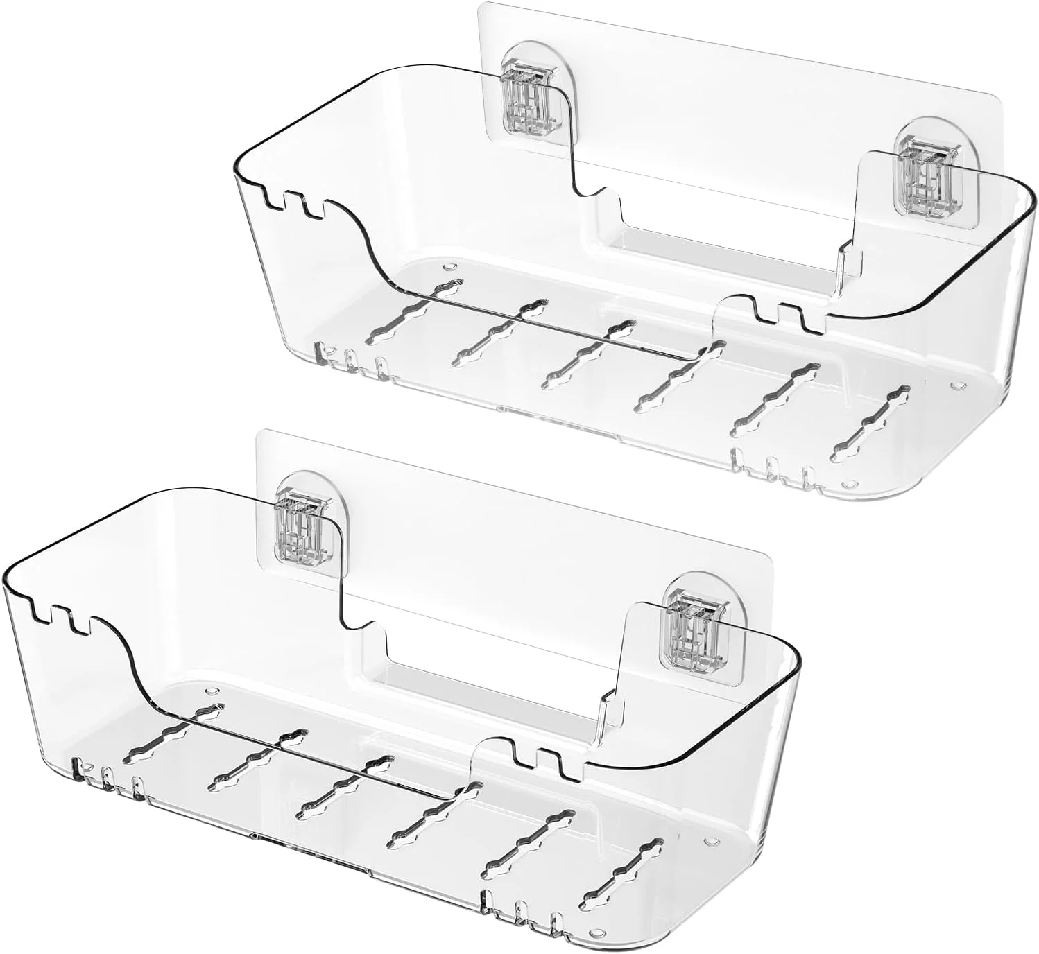 ارگانایزر دیواری آکریلیک KASTWAVE، بسته 2 عددی، قفسه چسبی مناسب حمام، آشپزخانه، اتاق خواب، دفتر کار، اتاق بازی