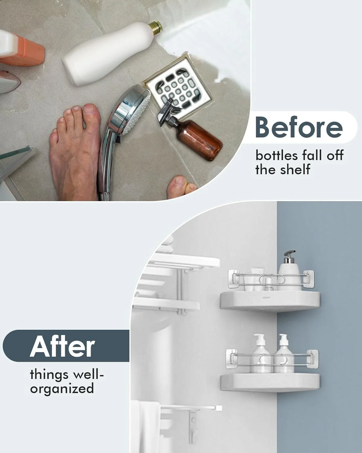 میله نگهدارنده گوشه دوش RV، میله استیل ضد زنگ قابل تنظیم برای قفسه های گوشه ای در کمپر، طول 18-33 سانتی متر، لوازم جانبی ضروری برای سازماندهی حمام RV، 2 عدد