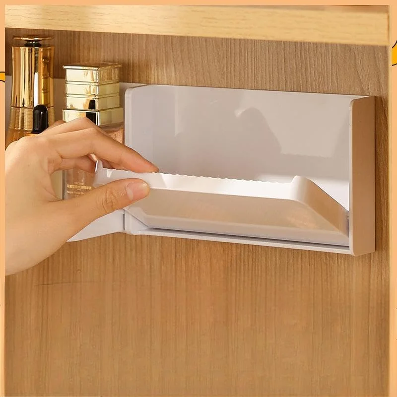 شلف دیواری تاشو سفید، سازمان دهنده کوچک چسبی بدون نیاز به دریل برای خانه و دفتر، فضای ذخیره سازی کوچک برای تلفن، ریموت، هدفون، شلف دیواری جمع و جور (2 عدد)