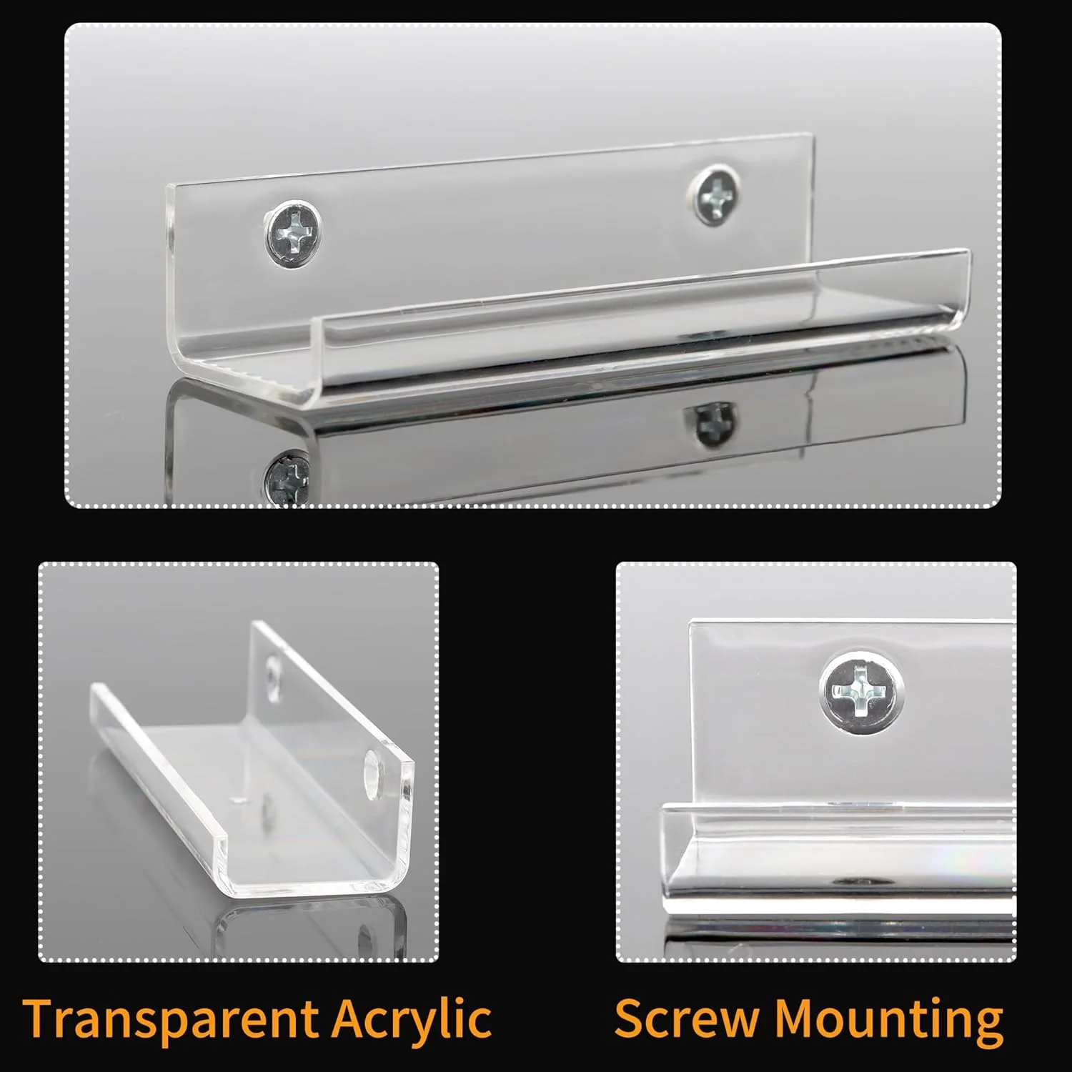 بسته 6 عددی شلف نمایشگر آلبوم وینیل آکریلیک شفاف - نگهدارنده آلبوم شناور دیواری برای آلبوم های وینیل، قفسه ذخیره سازی LP برای خانه، دفتر، اتاق موسیقی، 4 اینچ