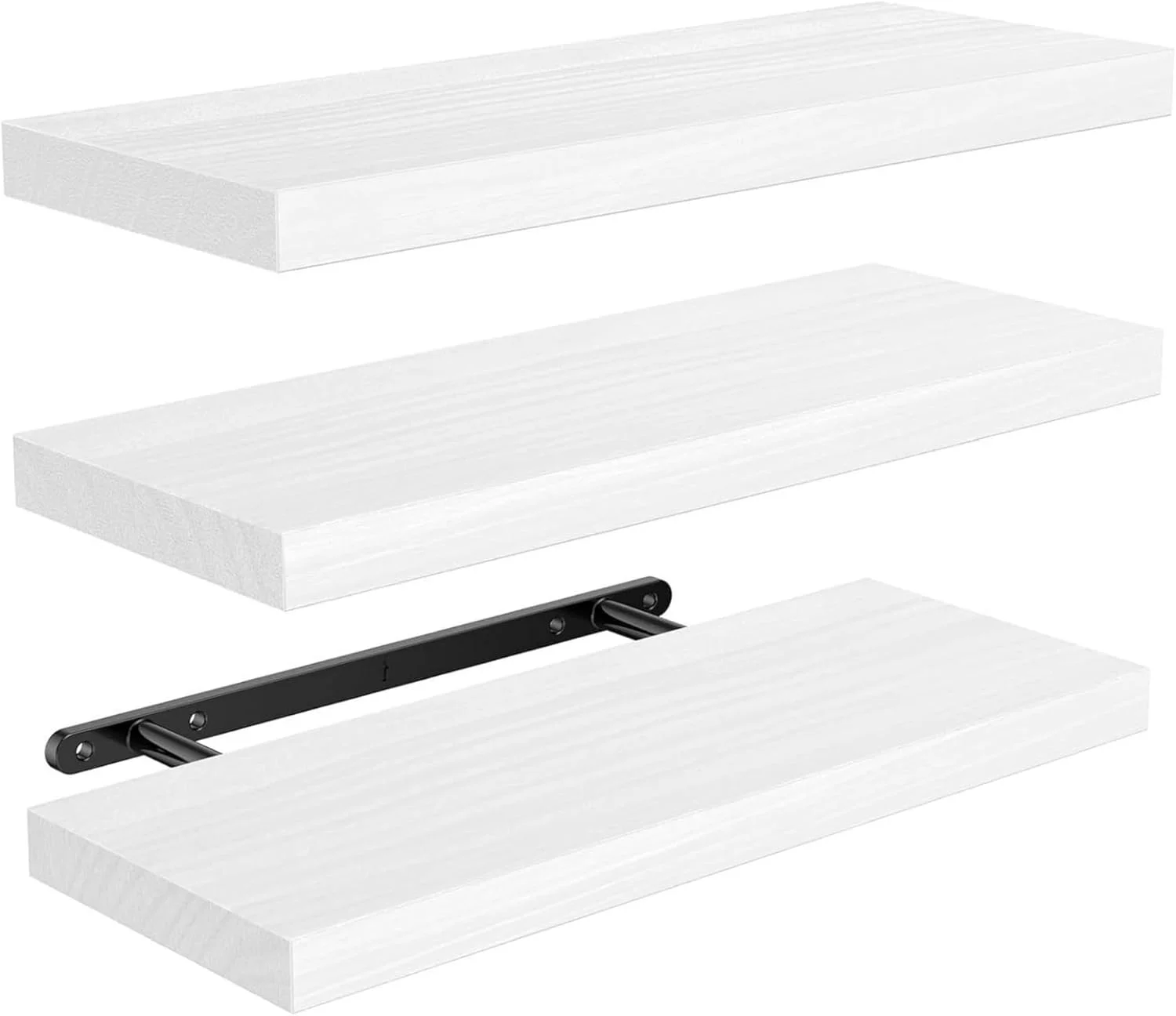 شلف دیواری شناور، ست 3 عددی شلف های دکوری مدرن برای اتاق خواب، اتاق نشیمن، آشپزخانه، حمام، دفتر کار، سفید، صرفه جویی در فضا برای فضاهای کوچک