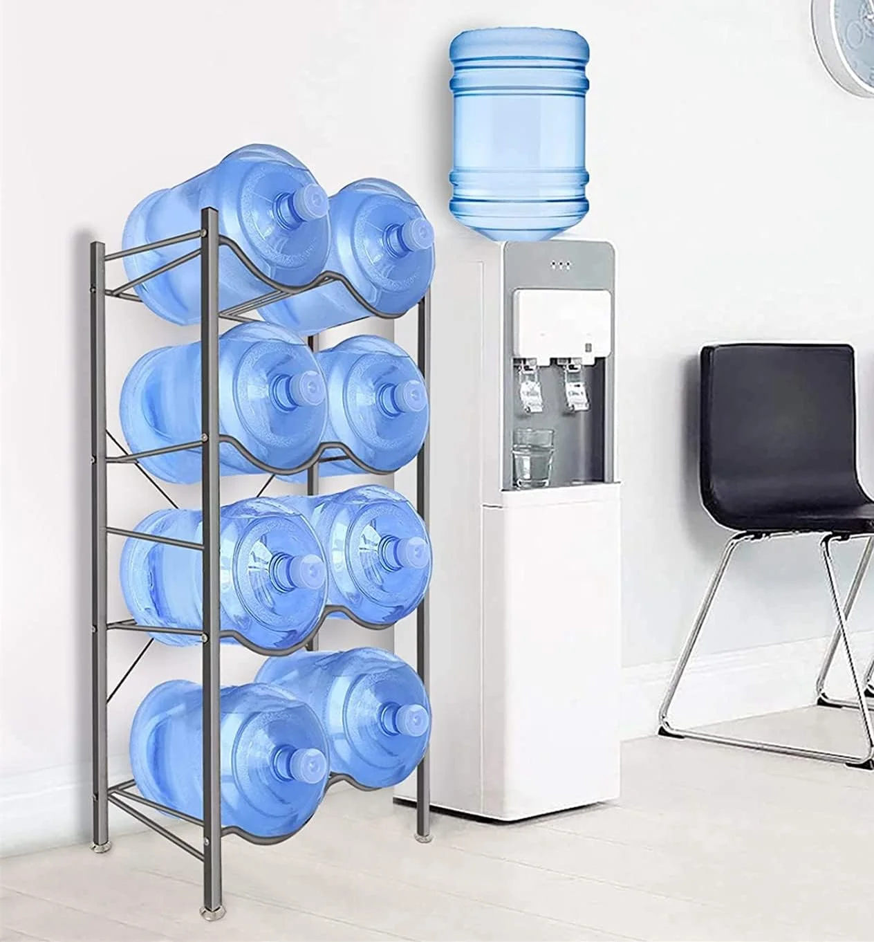 استند نگهداری بطری آب SKY-TOUCH، 4 طبقه، قفسه آب معدنی برای 8 بطری 5 گالنی، مقاوم برای دفتر کار، خانه، باشگاه ورزشی، مونتاژ آسان استند نگهداری بطری آب SKY-TOUCH، 4 طبقه، قفسه آب معدنی برای 8 بطری 5 گالنی، مقاوم برای دفتر کار، خانه، باشگاه ورزشی، مونتاژ آسان