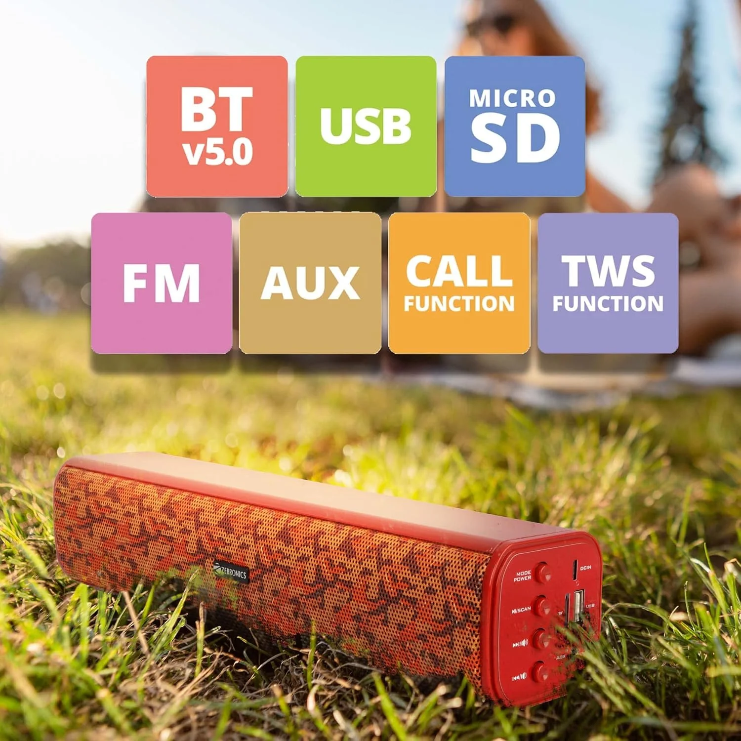اسپیکر ساندبار کوچک 16 واتی زبرونیکس مدل Zeb-Vita Plus با نمایشگر LED، پشتیبانی از USB، کارت SD، AUX، FM، TWS و قابلیت تماس (طرح استتار قرمز) اسپیکر ساندبار کوچک 16 واتی زبرونیکس مدل Zeb-Vita Plus با نمایشگر LED، پشتیبانی از USB، کارت SD، AUX، FM، TWS و قابلیت تماس (طرح استتار قرمز)