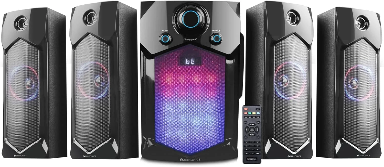 اسپیکر بلوتوثی 4.1 زیبرونیکس مدل Indie (105W) با FM، USB، اسلات کارت SD و ریموت کنترل