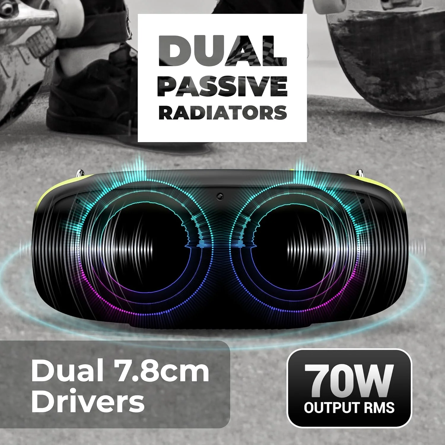 ZEBRONICS Sound Feast 700 70W Output, Portable Wireless Speaker with Bluetooth 5.1, TWS, 13h Backup, USB, mSD, AUX, Detachable Carry Strap & RGB Lights ZEBRONICS Sound Feast 700 70W Output, Portable Wireless Speaker with Bluetooth 5.1, TWS, 13h Backup, USB, mSD, AUX, Detachable Carry Strap & RGB Lights