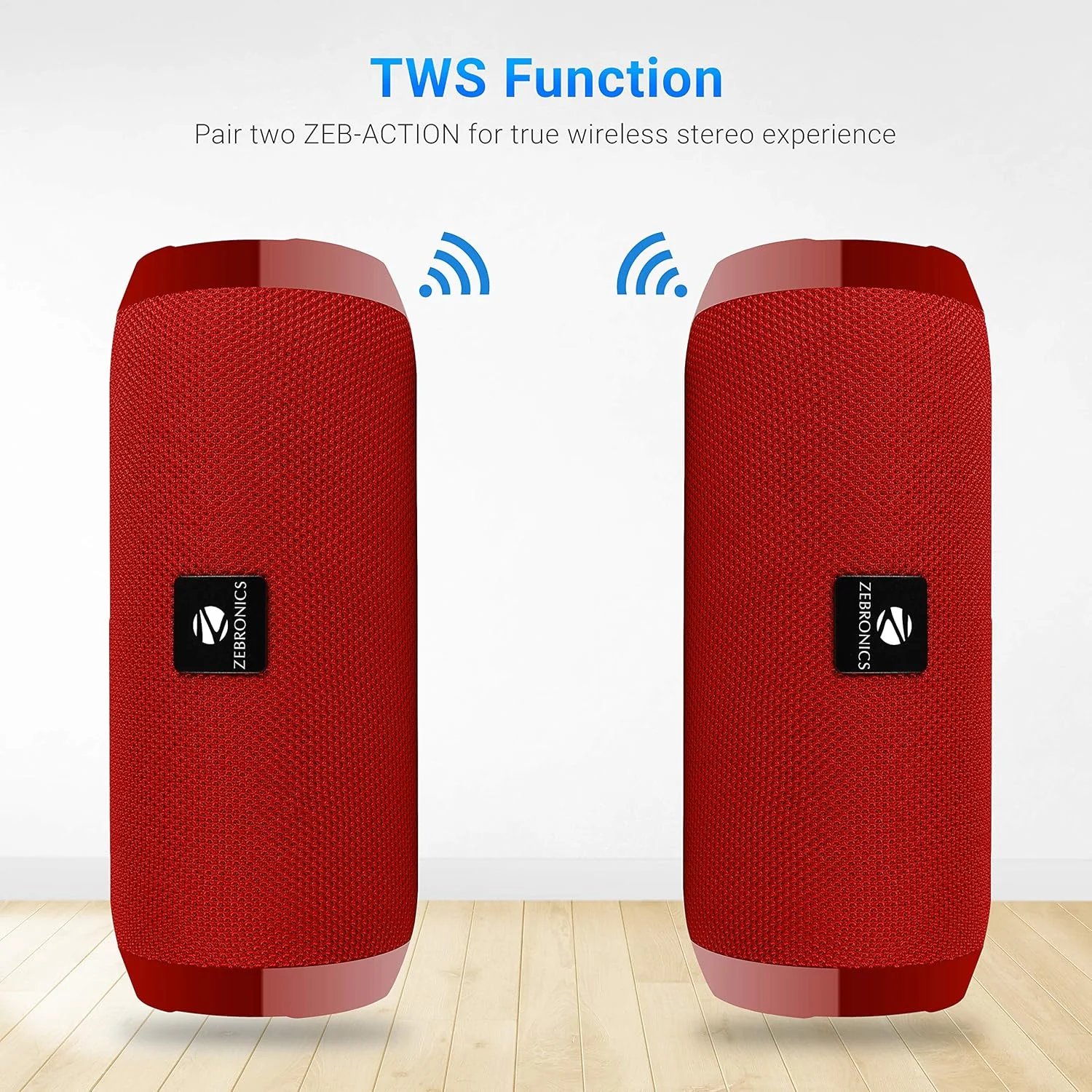 اسپیکر بلوتوثی قابل حمل Zebronics Zeb-Action با عملکرد TWS، USB، mSD، AUX، FM، میکروفون و روکش پارچه ای (قرمز) اسپیکر بلوتوثی قابل حمل Zebronics Zeb-Action با عملکرد TWS، USB، mSD، AUX، FM، میکروفون و روکش پارچه ای (قرمز)