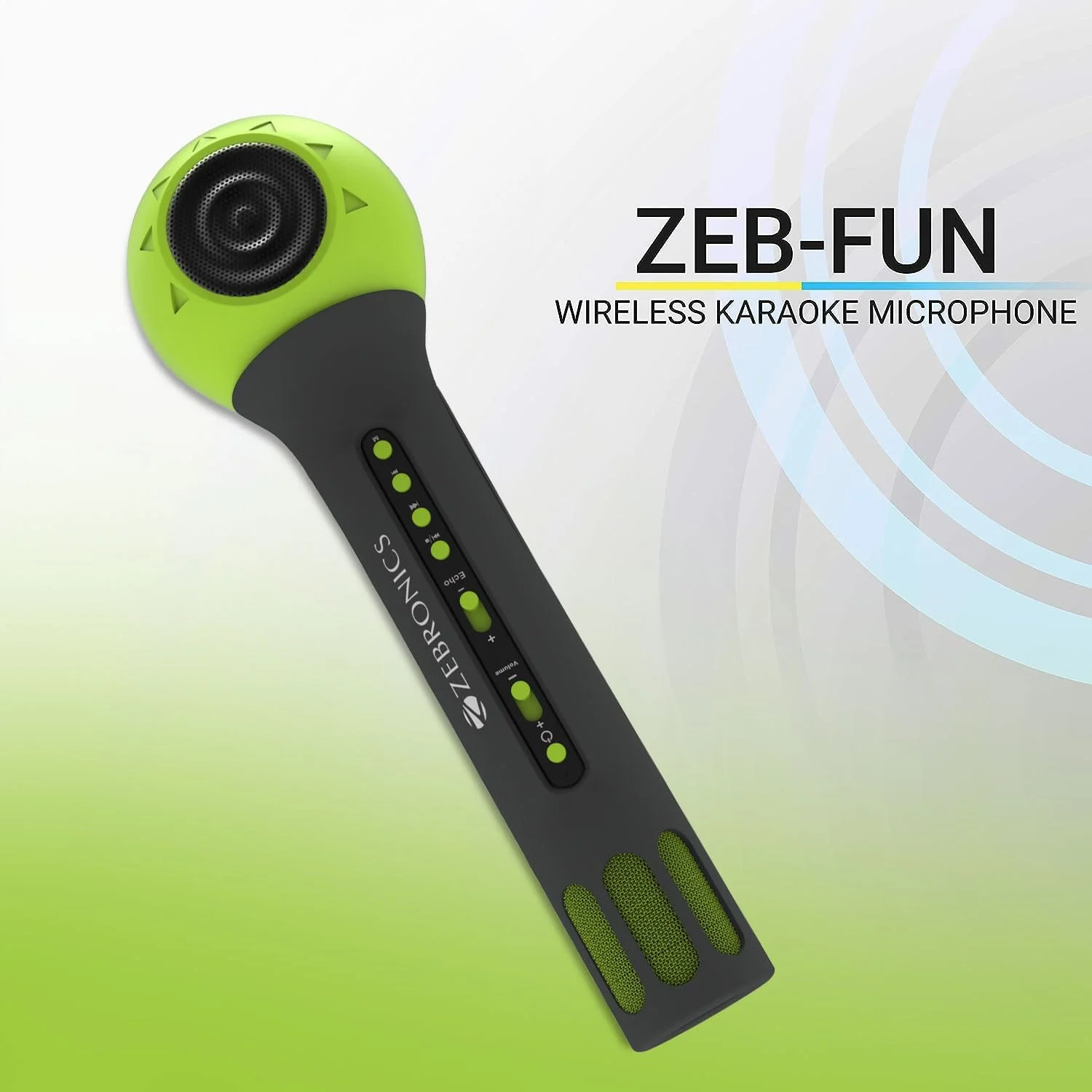 میکروفون کارائوکه 3 واتی Zebronics Zeb-Fun با بلندگوی بلوتوثی، پشتیبانی از کارت mSD، AUX و کنترل رسانه (سبز)، بی سیم میکروفون کارائوکه 3 واتی Zebronics Zeb-Fun با بلندگوی بلوتوثی، پشتیبانی از کارت mSD، AUX و کنترل رسانه (سبز)، بی سیم