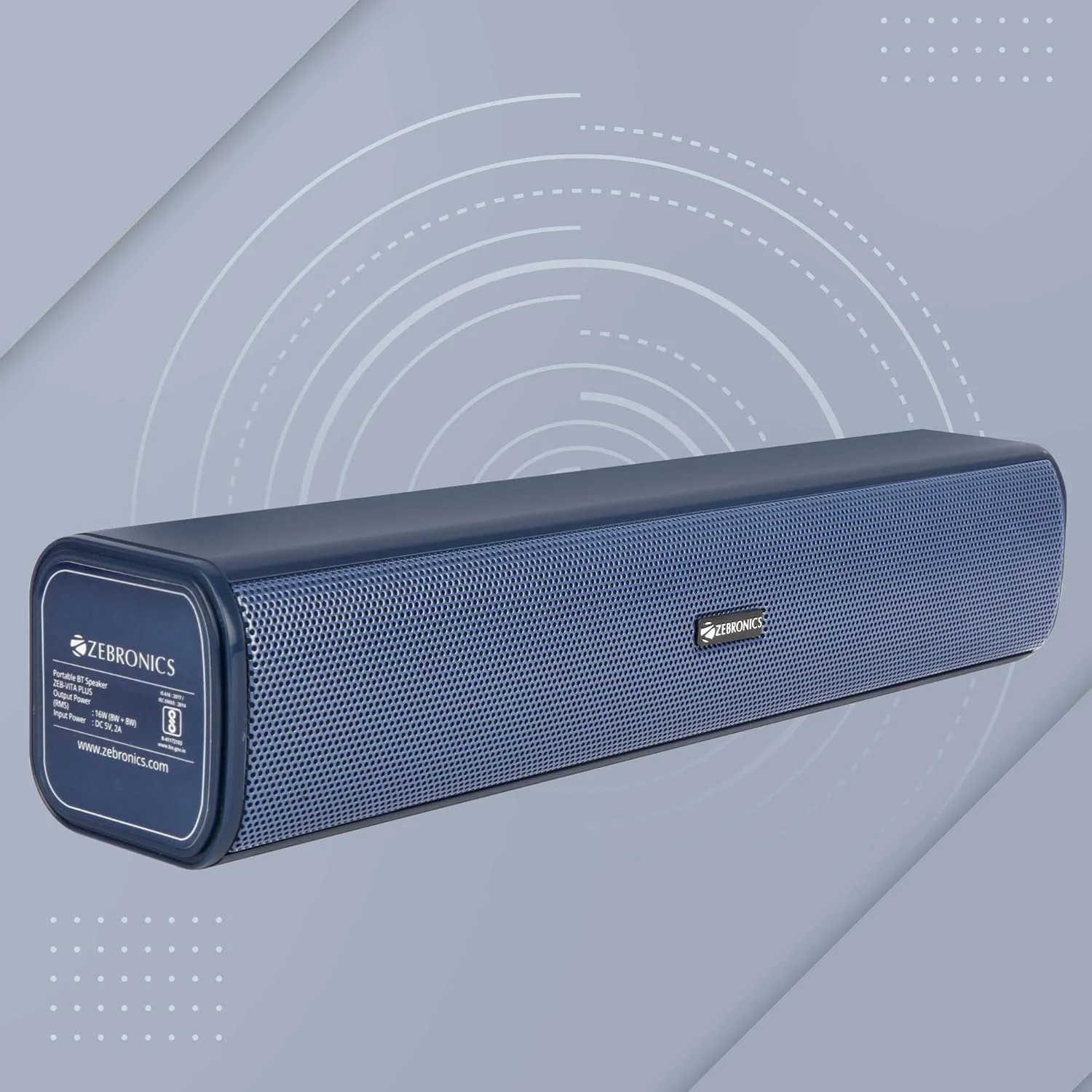 اسپیکر مینی ساندبار 16 واتی ZEBRONICS Zeb-Vita Plus با نمایشگر LED، پشتیبانی از USB، کارت SD، AUX، FM، TWS و عملکرد تماس. (آبی) اسپیکر مینی ساندبار 16 واتی ZEBRONICS Zeb-Vita Plus با نمایشگر LED، پشتیبانی از USB، کارت SD، AUX، FM، TWS و عملکرد تماس. (آبی)