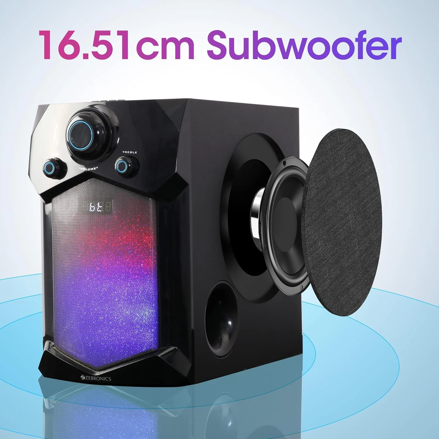 اسپیکر بلوتوثی 4.1 زیبرونیکس مدل Indie (105W) با FM، USB، اسلات کارت SD و ریموت کنترل اسپیکر بلوتوثی 4.1 زیبرونیکس مدل Indie (105W) با FM، USB، اسلات کارت SD و ریموت کنترل