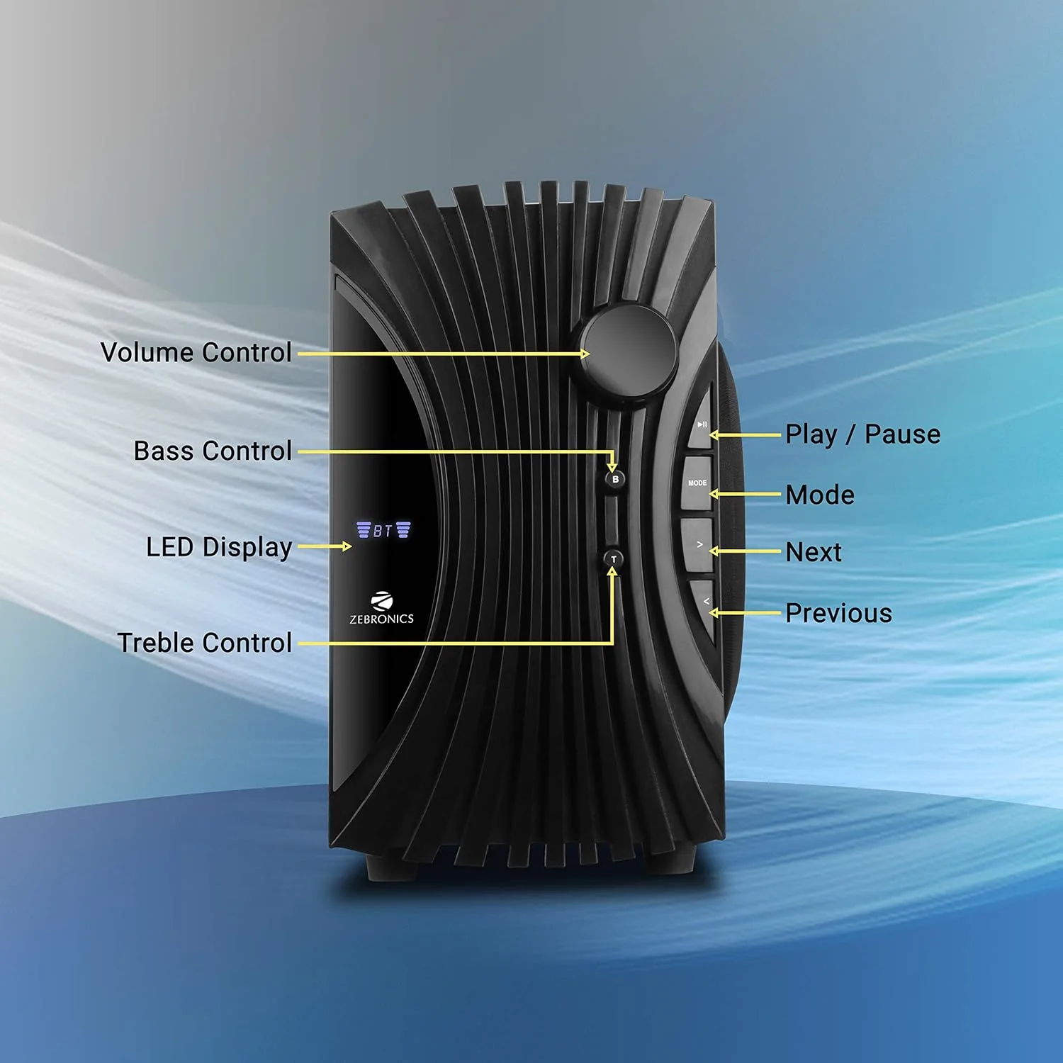 اسپیکر چند رسانه ای 5.1 Zebronics Zeb-Twist با پشتیبانی از بلوتوث، USB، AUX، رادیو FM داخلی و کنترل از راه دور (مشکی)، بی سیم اسپیکر چند رسانه ای 5.1 Zebronics Zeb-Twist با پشتیبانی از بلوتوث، USB، AUX، رادیو FM داخلی و کنترل از راه دور (مشکی)، بی سیم