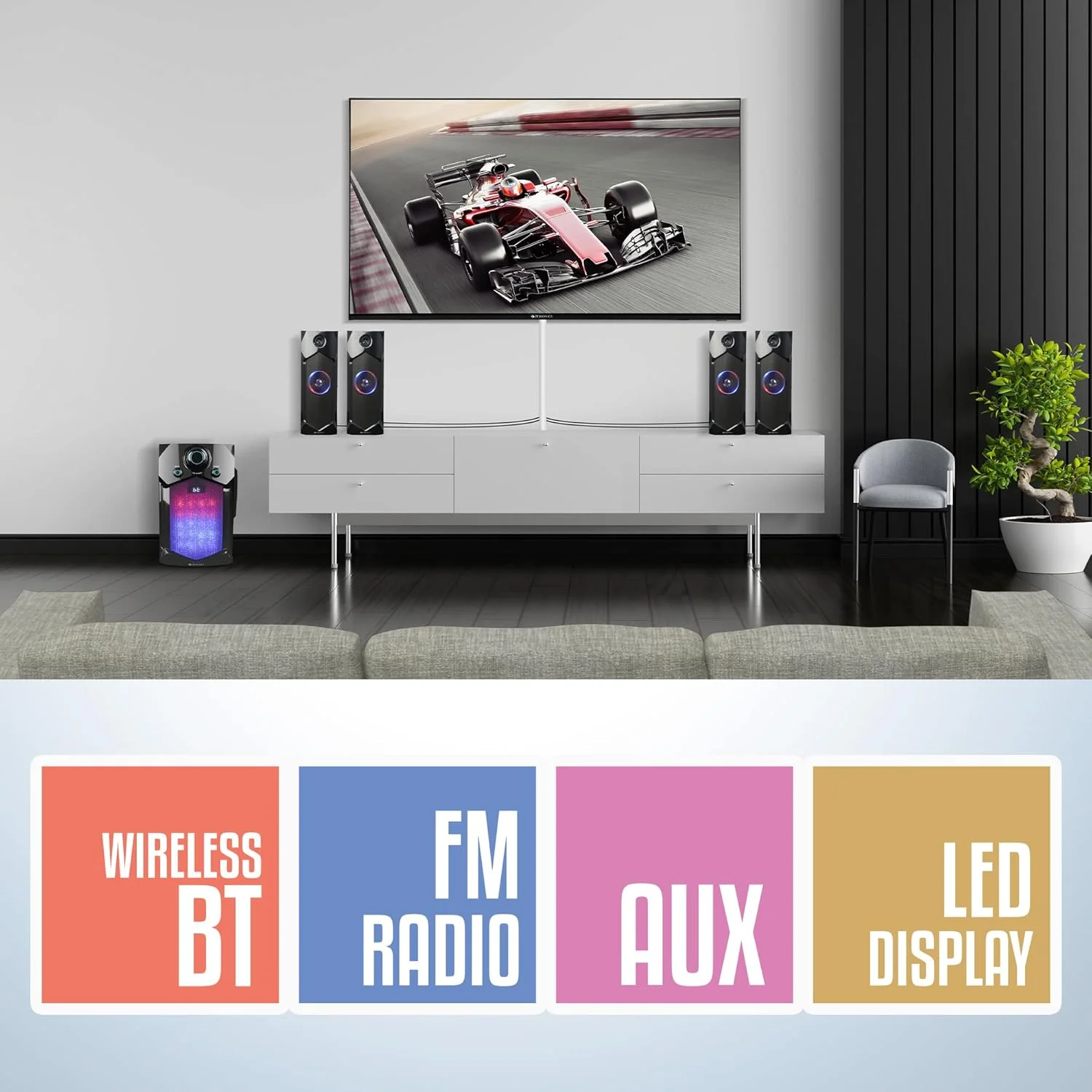 اسپیکر بلوتوثی 4.1 زیبرونیکس مدل Indie (105W) با FM، USB، اسلات کارت SD و ریموت کنترل اسپیکر بلوتوثی 4.1 زیبرونیکس مدل Indie (105W) با FM، USB، اسلات کارت SD و ریموت کنترل