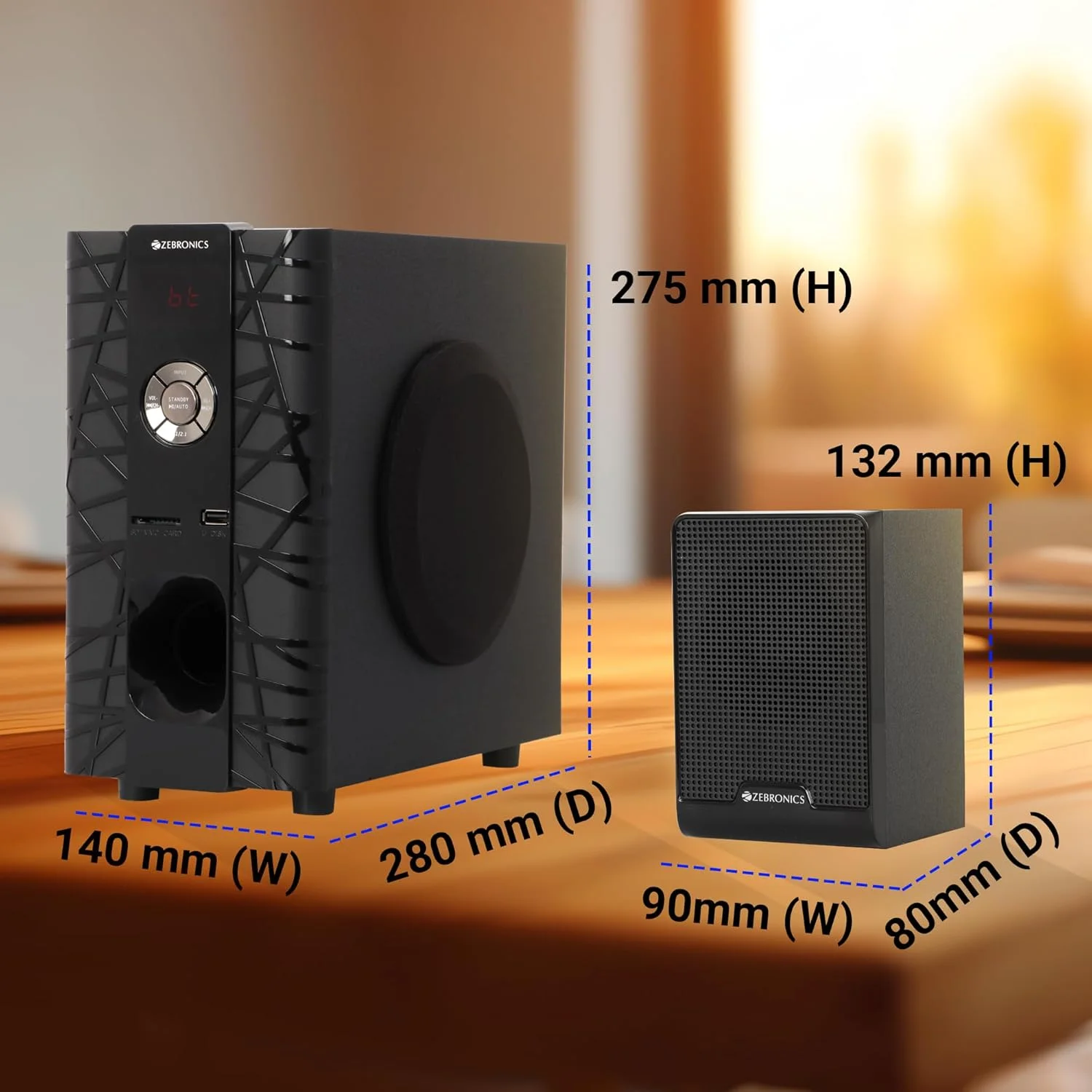 اسپیکر بلوتوث چندرسانهای بیسیم Zebronics ZEB-BT6590RUCF با پشتیبانی از کارت SD، USB، AUX، FM و کنترل از راه دور (65 وات، 5.1 کانال) اسپیکر بلوتوث چندرسانهای بیسیم Zebronics ZEB-BT6590RUCF با پشتیبانی از کارت SD، USB، AUX، FM و کنترل از راه دور (65 وات، 5.1 کانال)