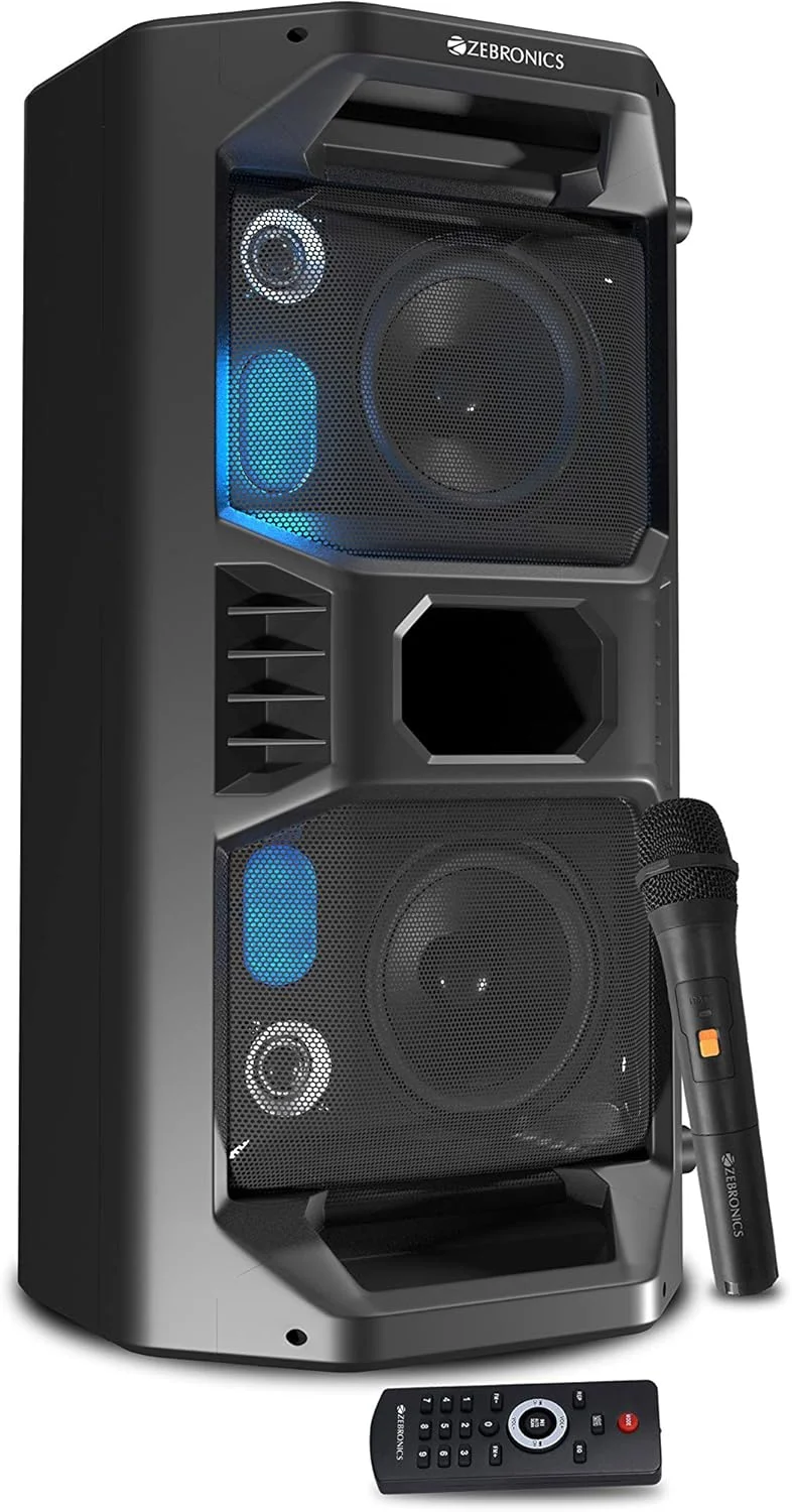 Zebronics Zeb-Space Deck PRO Wireless Bluetooth 40W Boombox Party Portable Speaker Supporting LED Display, RGB Lights, USB, SD Card, AUX, MIC in, FM, TWS & Comes with Wireless MIC + Remote Control.