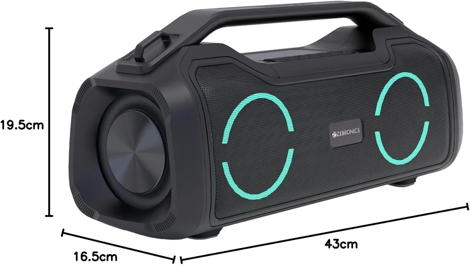 Zebronics Zeb-Sound Feast 500 Bluetooth 5.0 Portable Speaker with 70W, 9H* Backup, TWS, IPX5 Waterproof, Call Function, RGB Lights, AUX, mSD, Voice Assistant, Type C and Grill Finish Zebronics Zeb-Sound Feast 500 Bluetooth 5.0 Portable Speaker with 70W, 9H* Backup, TWS, IPX5 Waterproof, Call Function, RGB Lights, AUX, mSD, Voice Assistant, Type C and Grill Finish