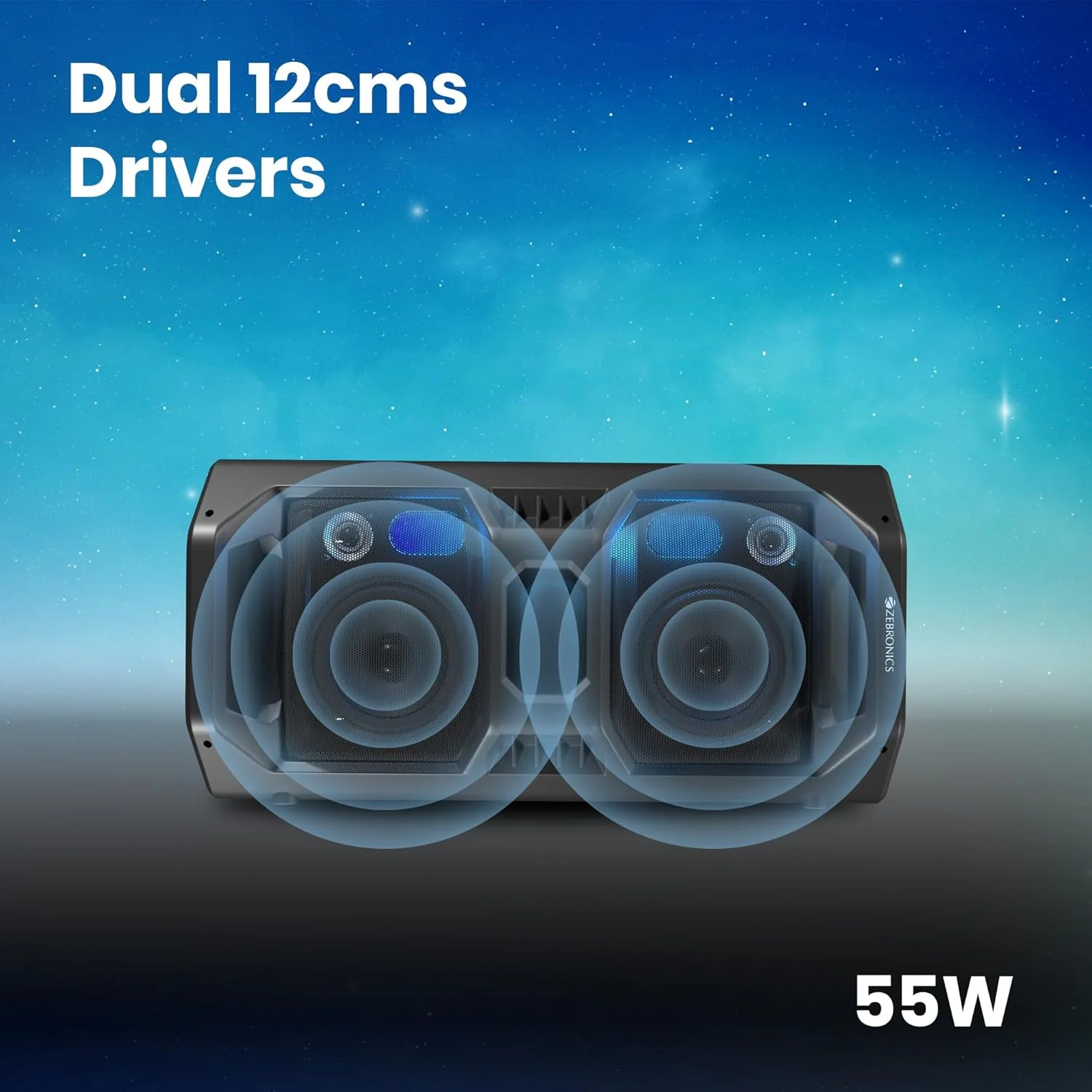 Zebronics Zeb-Space Deck PRO Wireless Bluetooth 40W Boombox Party Portable Speaker Supporting LED Display, RGB Lights, USB, SD Card, AUX, MIC in, FM, TWS & Comes with Wireless MIC + Remote Control. Zebronics Zeb-Space Deck PRO Wireless Bluetooth 40W Boombox Party Portable Speaker Supporting LED Display, RGB Lights, USB, SD Card, AUX, MIC in, FM, TWS & Comes with Wireless MIC + Remote Control.