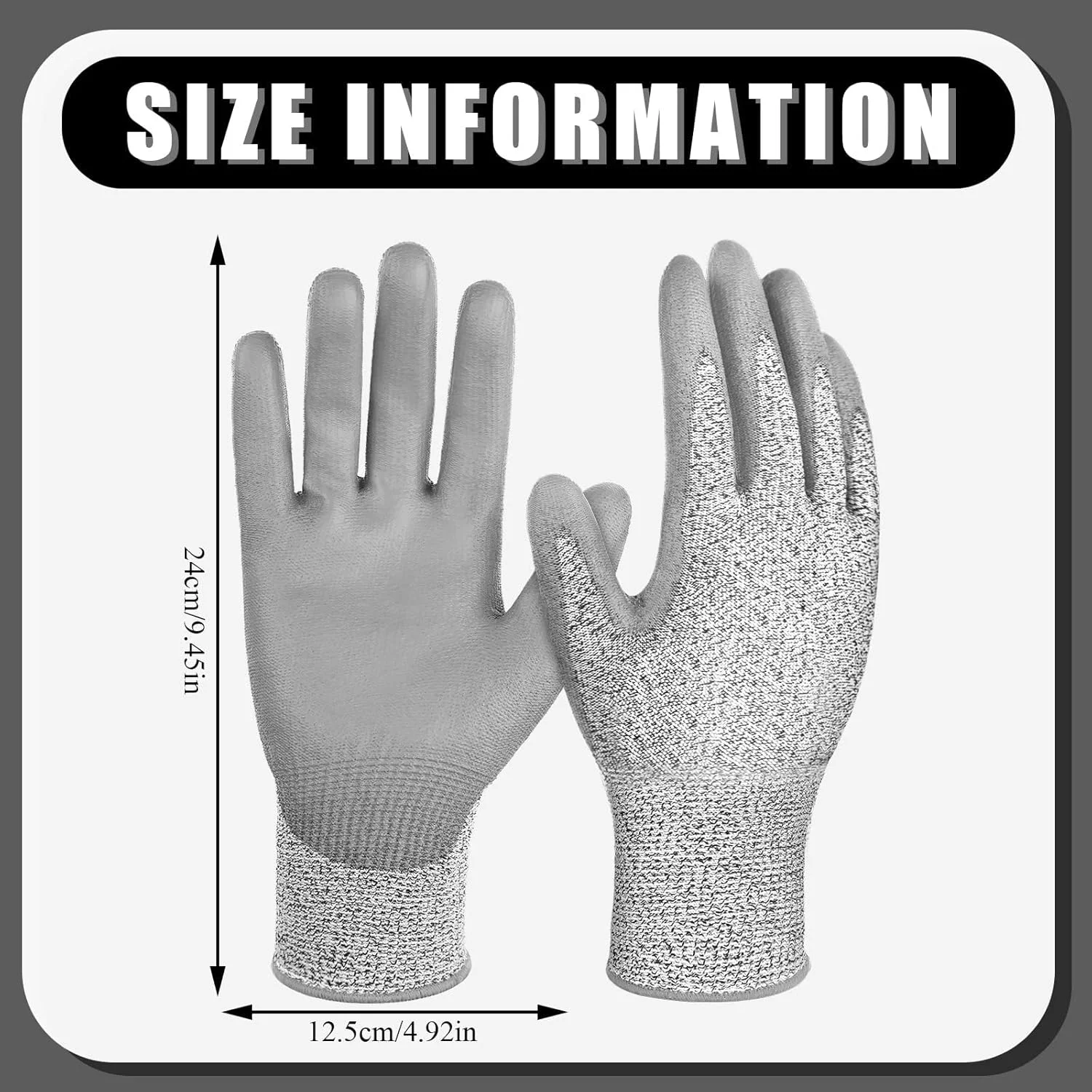 دستکش های مقاوم در برابر برش سطح 5 - 3 جفت دستکش آشپزخانه و باغبانی با گرید غذایی برای برش، پوست کندن و فیله کردن ایمن (سایز بزرگ)