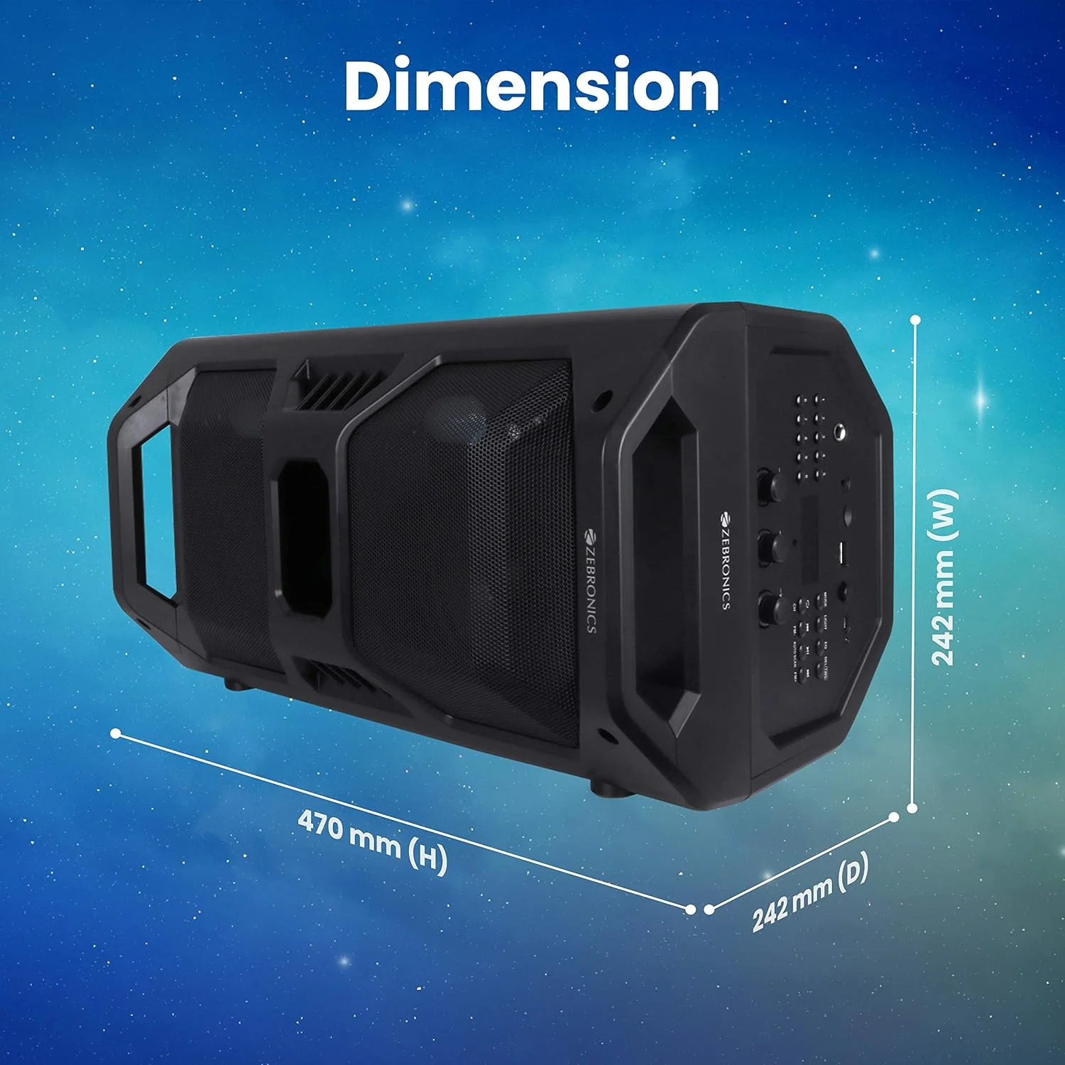 Zebronics Zeb-Space Deck PRO Wireless Bluetooth 40W Boombox Party Portable Speaker Supporting LED Display, RGB Lights, USB, SD Card, AUX, MIC in, FM, TWS & Comes with Wireless MIC + Remote Control. Zebronics Zeb-Space Deck PRO Wireless Bluetooth 40W Boombox Party Portable Speaker Supporting LED Display, RGB Lights, USB, SD Card, AUX, MIC in, FM, TWS & Comes with Wireless MIC + Remote Control.