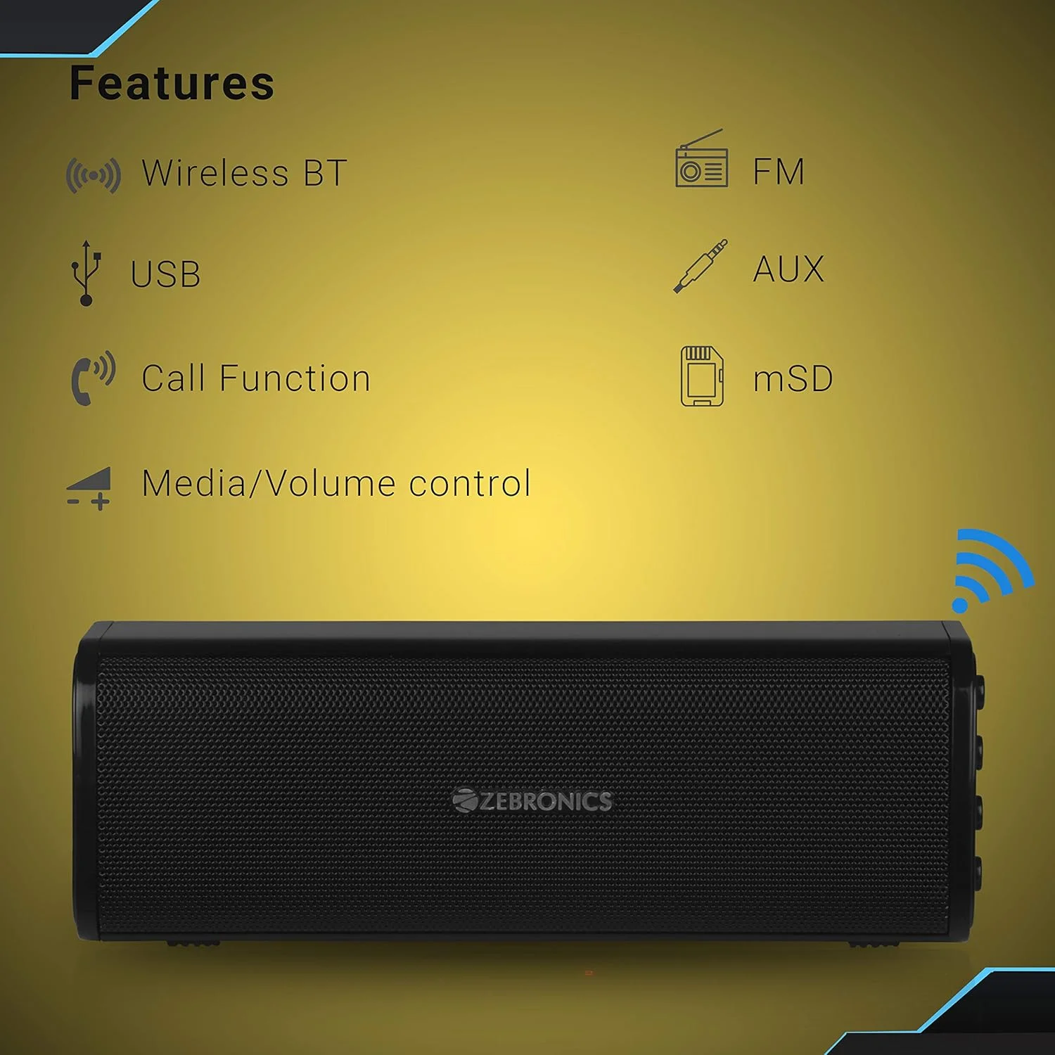 اسپیکر بلوتوثی قابل حمل زیبرونیکس مدل ZEB-VITA با توان 10 وات، پشتیبانی از USB، کارت SD، AUX، FM، TWS و قابلیت مکالمه اسپیکر بلوتوثی قابل حمل زیبرونیکس مدل ZEB-VITA با توان 10 وات، پشتیبانی از USB، کارت SD، AUX، FM، TWS و قابلیت مکالمه