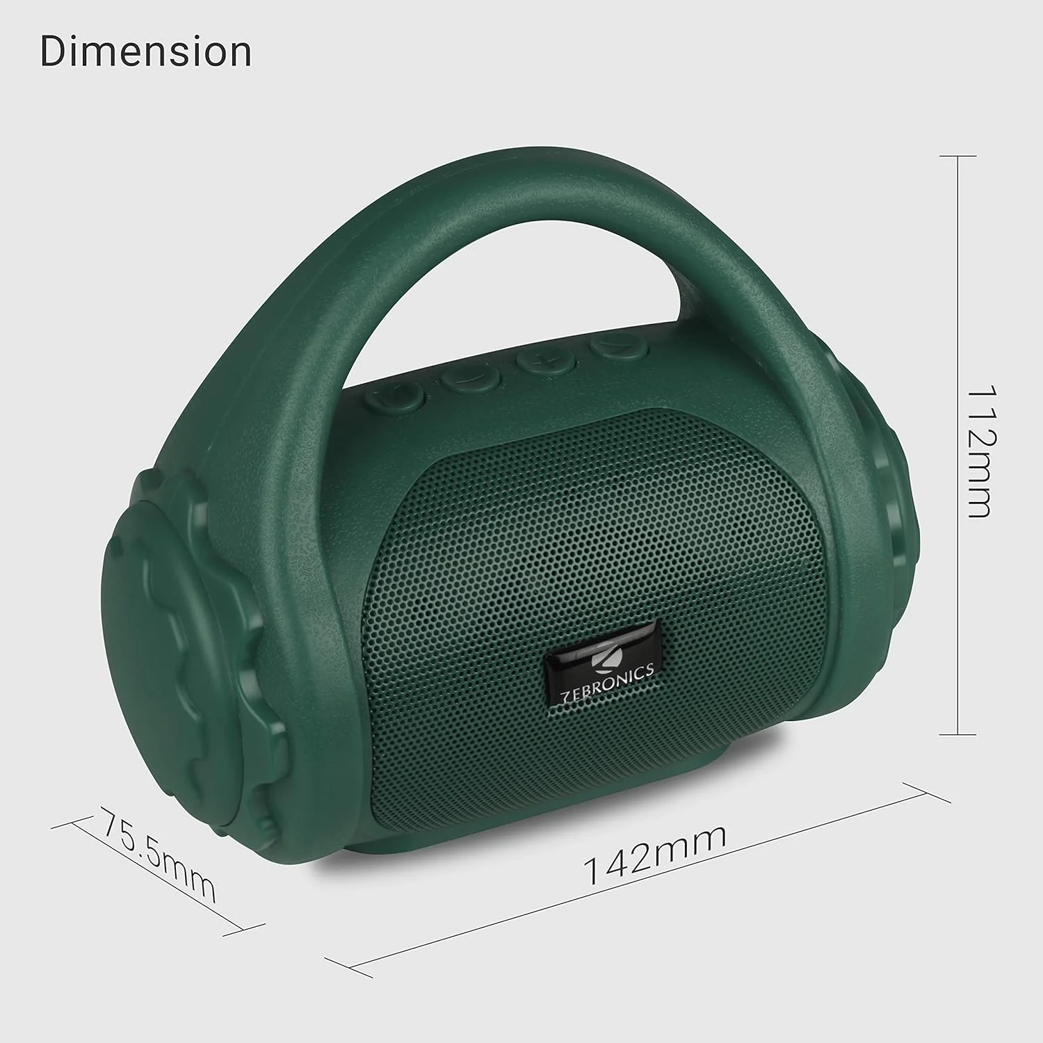اسپیکر بلوتوثی قابل حمل بی سیم 3 وات Zebronics ZEB-COUNTY با دسته حمل، USB، کارت SD، AUX، FM و عملکرد تماس. (سبز) اسپیکر بلوتوثی قابل حمل بی سیم 3 وات Zebronics ZEB-COUNTY با دسته حمل، USB، کارت SD، AUX، FM و عملکرد تماس. (سبز)