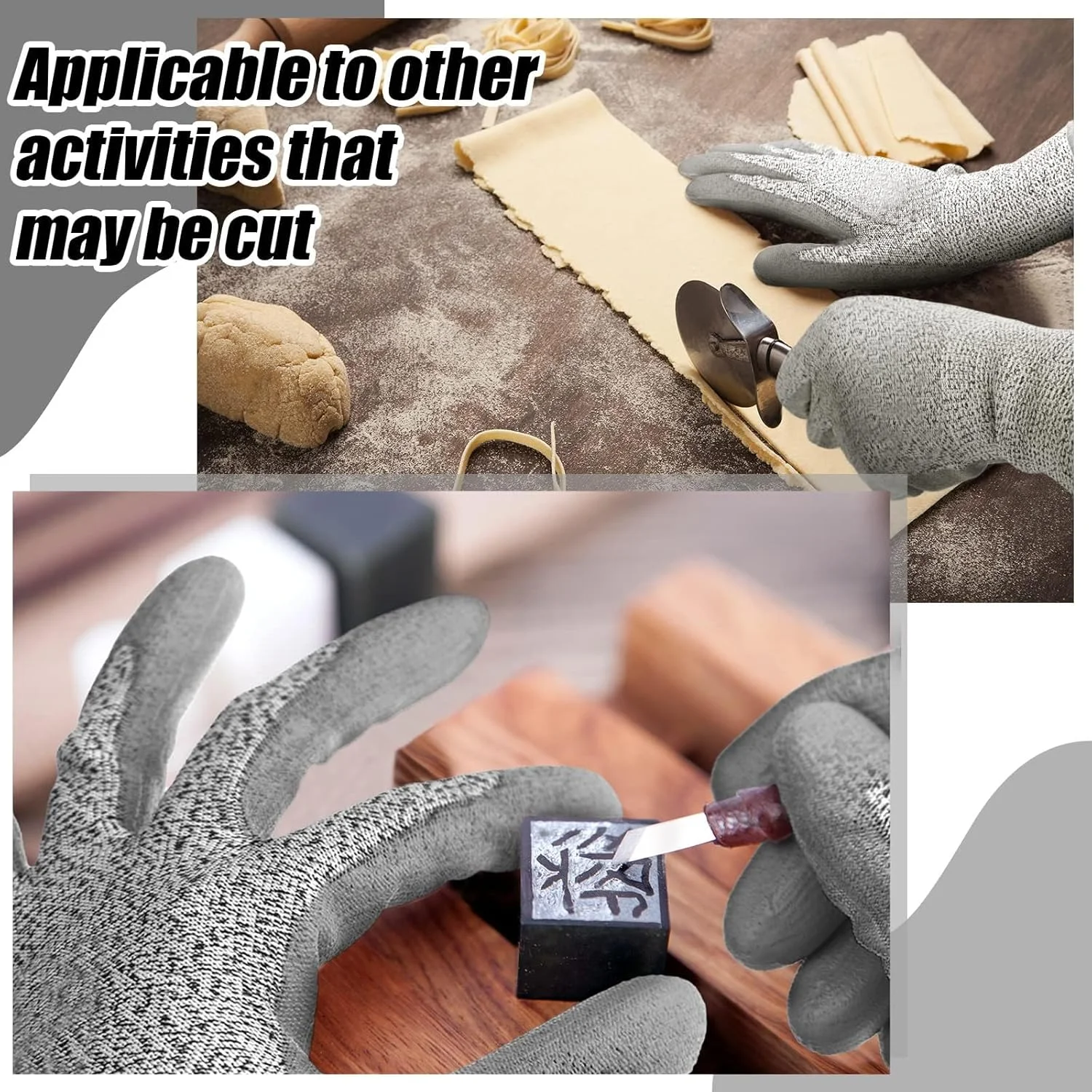 دستکش های مقاوم در برابر برش سطح 5 - 3 جفت دستکش آشپزخانه و باغبانی با گرید غذایی برای برش، پوست کندن و فیله کردن ایمن (سایز بزرگ)