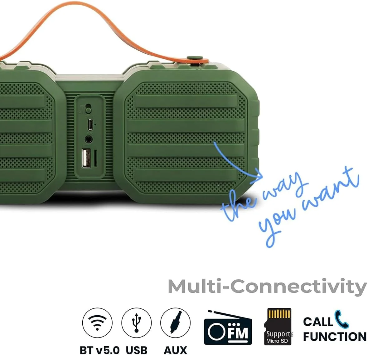 اسپیکر بلوتوثی بی سیم Zebronics Zeb-Sound Feast 50 با توان 14 وات، طراحی مقاوم، قابل حمل، دارای دو درایور، بند دستی، نگهدارنده موبایل، USB، کارت SD، AUX، FM، TWS و قابلیت تماس تلفنی (سبز) اسپیکر بلوتوثی بی سیم Zebronics Zeb-Sound Feast 50 با توان 14 وات، طراحی مقاوم، قابل حمل، دارای دو درایور، بند دستی، نگهدارنده موبایل، USB، کارت SD، AUX، FM، TWS و قابلیت تماس تلفنی (سبز)