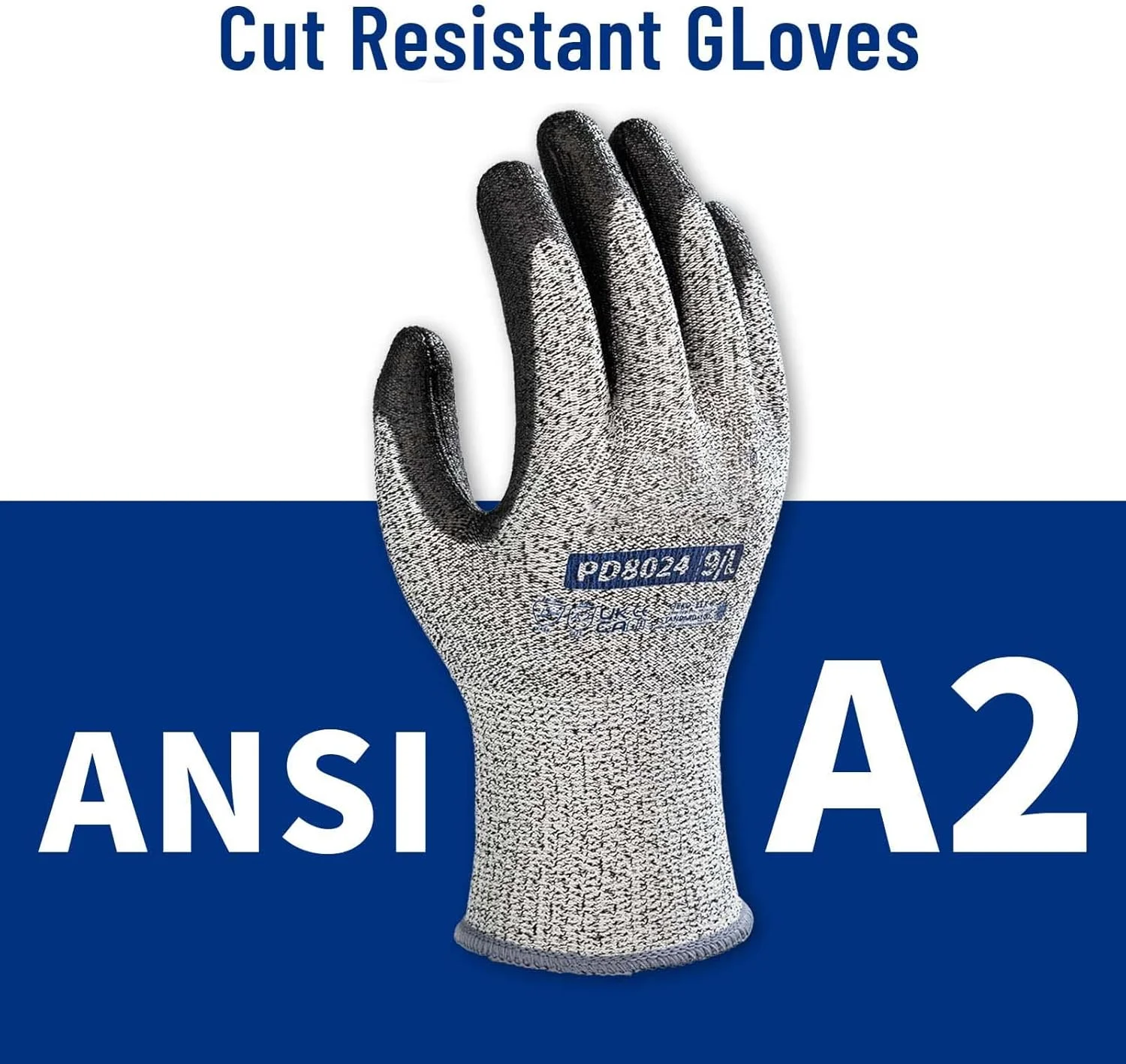 دستکش کار مقاوم در برابر برش KASTWAVE، دستکش کار ایمنی با روکش PU در کف دست، دستکش کار چند منظوره ساختمانی انبار (3 جفت)