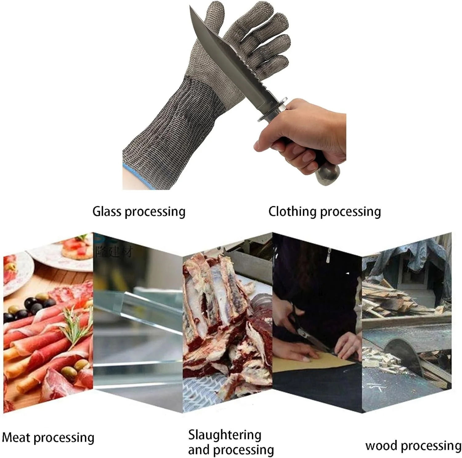 Level 9 Cut Resistant Glove, Cut Resistant Glove with Arm Protection Sleeves Level, Stainless Steel Mesh Metal Glove, Food Grade for Kitchen Cooking, Butcher Meat Cutting, Oyster Shucking, Fishing