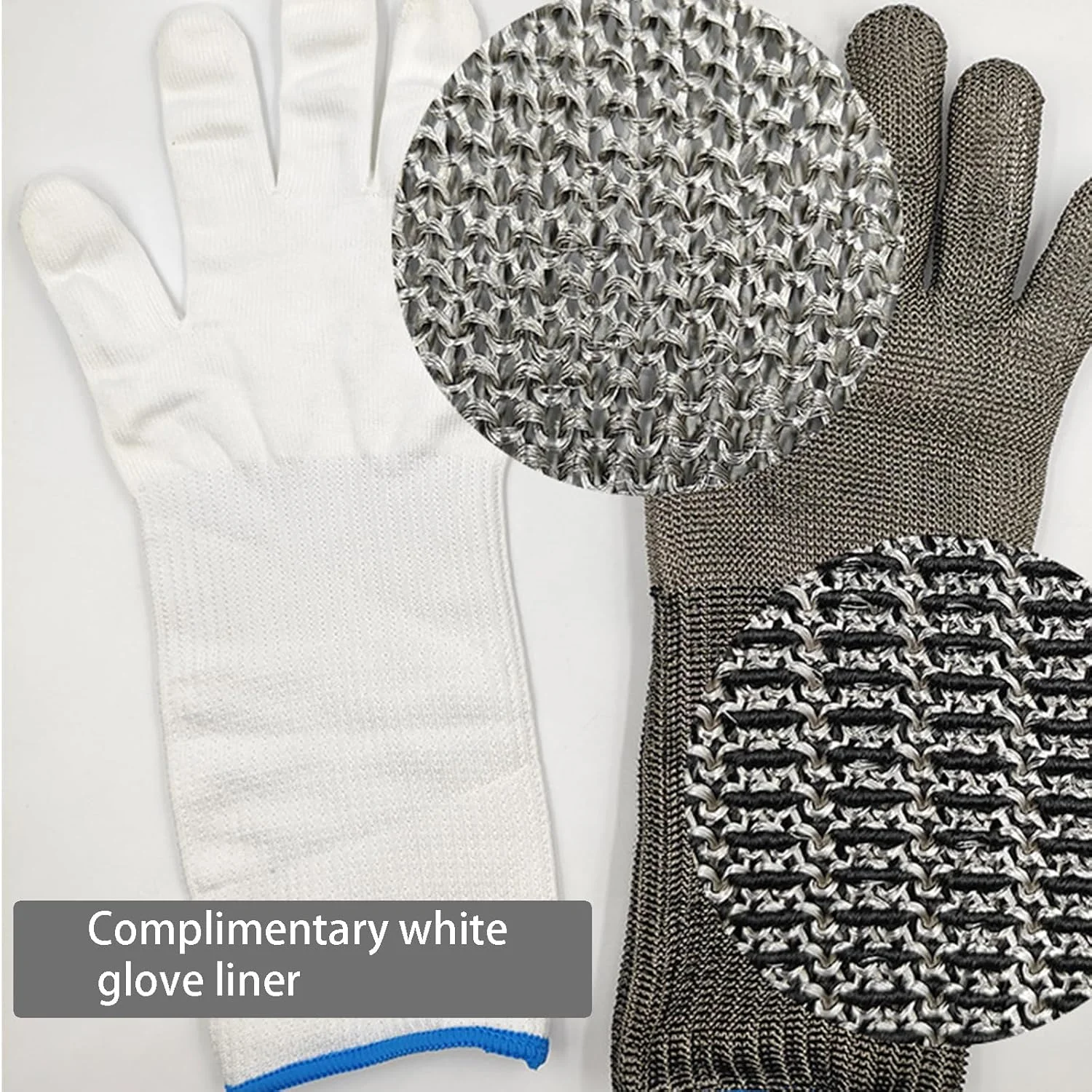 Level 9 Cut Resistant Glove, Cut Resistant Glove with Arm Protection Sleeves Level, Stainless Steel Mesh Metal Glove, Food Grade for Kitchen Cooking, Butcher Meat Cutting, Oyster Shucking, Fishing