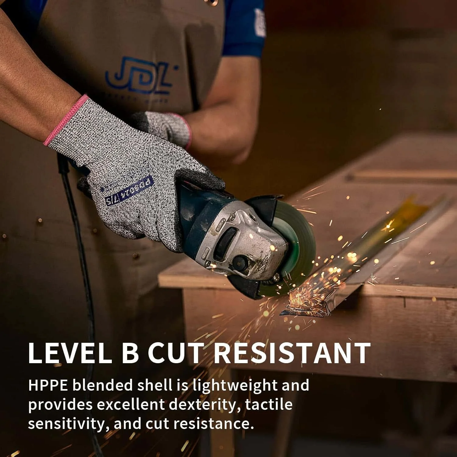 دستکش کار مقاوم در برابر برش KASTWAVE، دستکش کار ایمنی با روکش PU در کف دست، دستکش کار چند منظوره ساختمانی انبار (3 جفت)