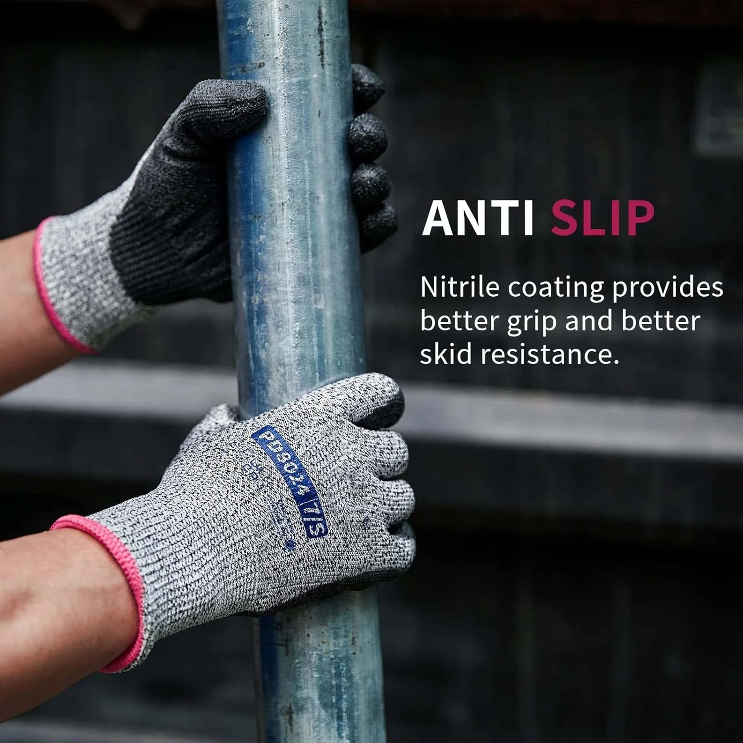 دستکش کار مقاوم در برابر برش KASTWAVE، دستکش کار ایمنی با روکش PU در کف دست، دستکش کار چند منظوره ساختمانی انبار (3 جفت)