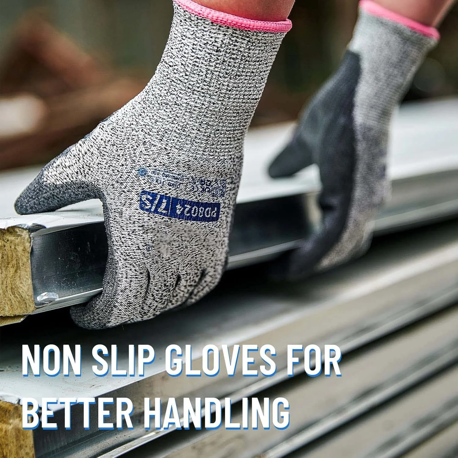 دستکش کار مقاوم در برابر برش KASTWAVE، دستکش کار ایمنی با روکش PU در کف دست، دستکش کار چند منظوره ساختمانی انبار (3 جفت)