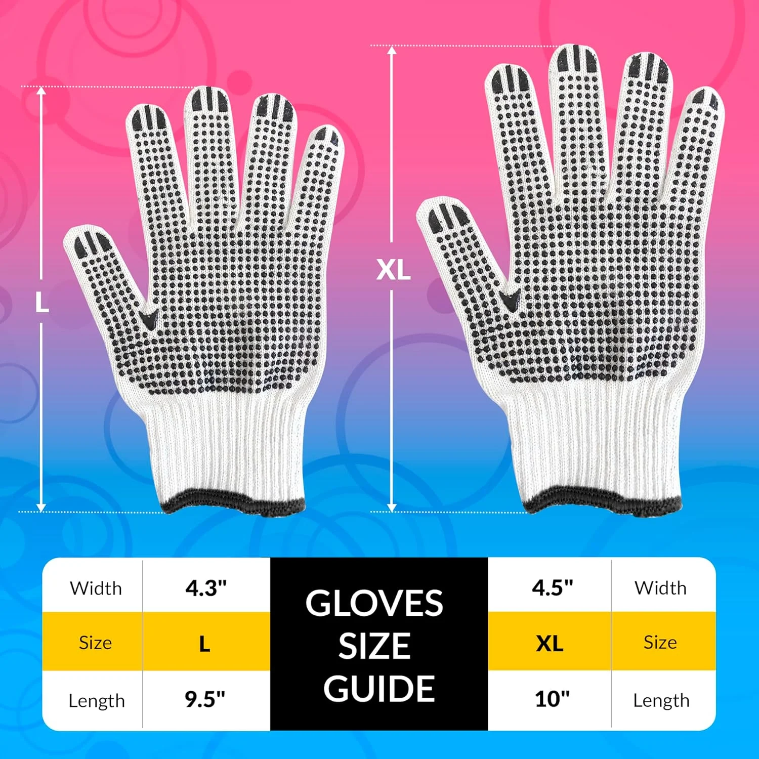 دستکش کار ایمنی KASTWAVE، دستکش های PVC خالدار دو طرفه ABC. دستکش کار بافتنی نخی سفید. دستکش کار نخی خالدار برای ساخت و ساز و باغبانی