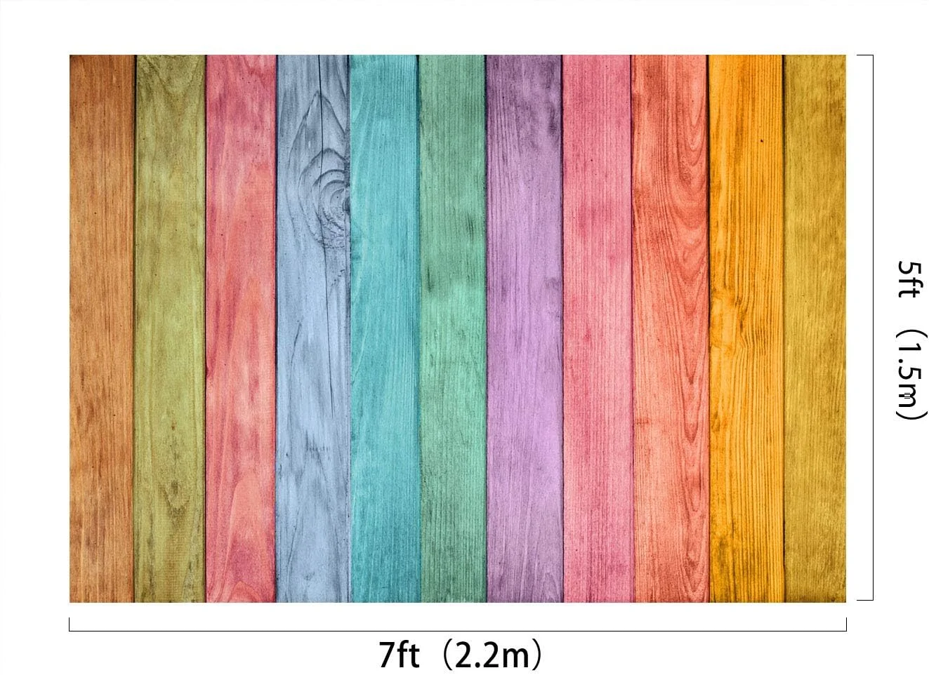 پس زمینه عکاسی با طرح بافت چوبی رنگارنگ کیت، 210x150 سانتی متر، مناسب برای دکوراسیون عید پاک، پس زمینه دیوار چوبی رنگین کمانی، مناسب برای پرتره کودکان و دختران