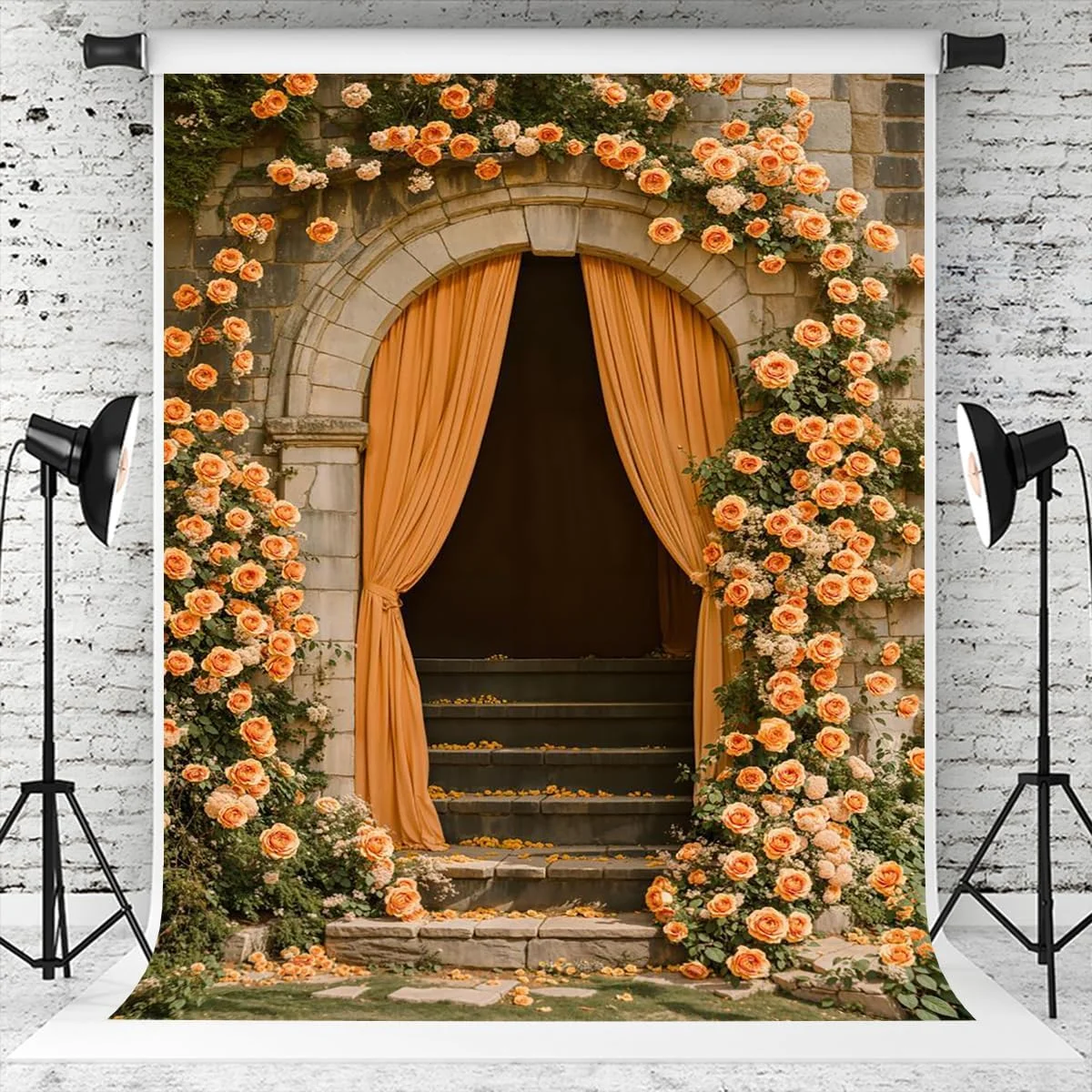 پس زمینه عکاسی طرح طاق گل زرد کیت، مناسب فضای باز، پرده های بهاری، گلدار، شیک، روستایی، تعطیلات، مهمانی، پرتره مادرانه، استودیو عکاسی، لوازم جانبی عکس و فیلم، 5×7 فوت