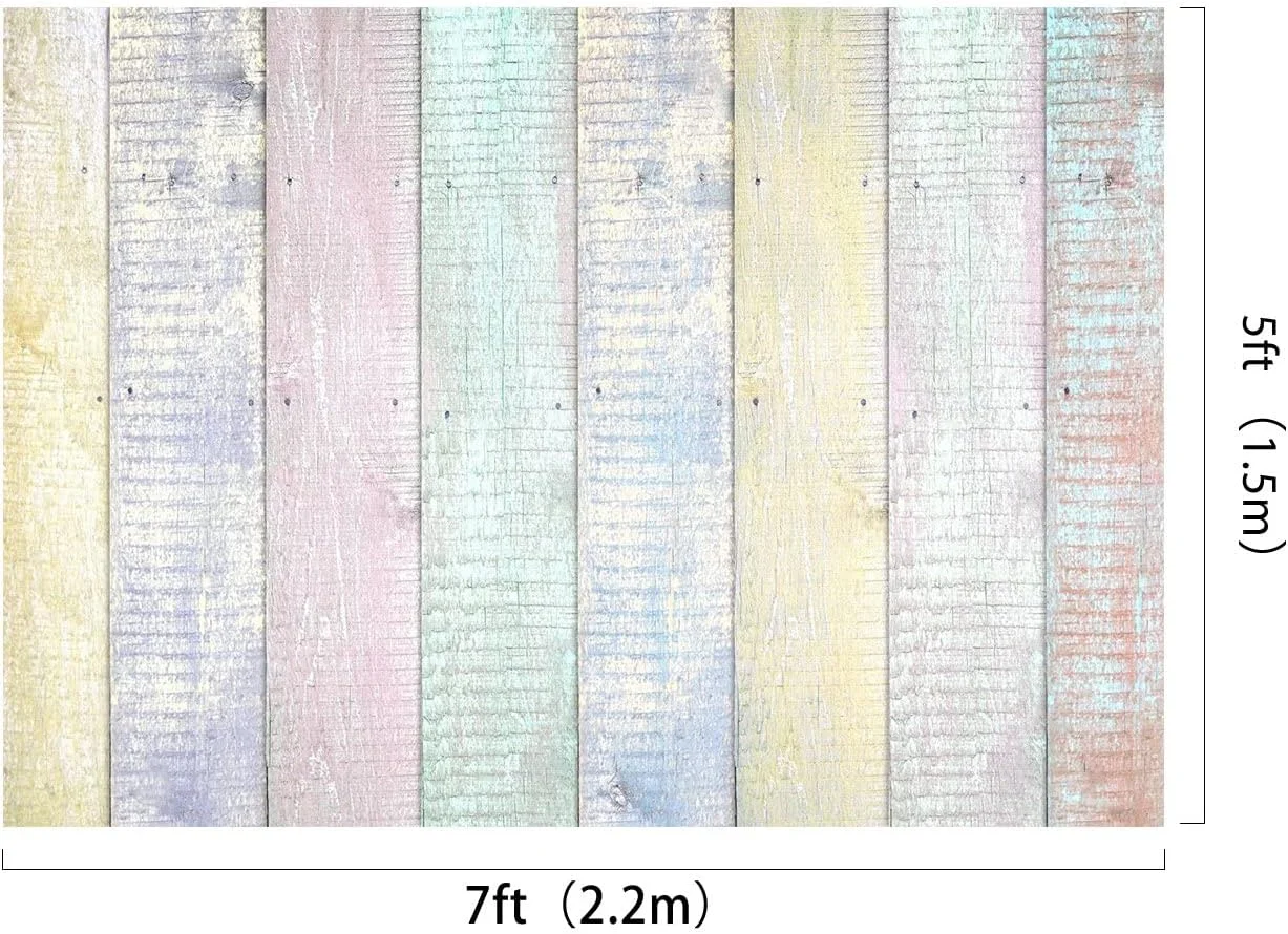 پس زمینه های حصار چوبی میکروفیبر Kate 7x5ft برای عکاسی، پس زمینه تزئینی عید پاک، پس زمینه بافت چوبی رنگارنگ، پس زمینه استودیویی پرتره بزرگسالان و کودکان