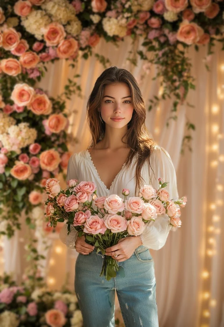 پرده تزئینی توری صورتی Kate با ابعاد 7x5 فوت، پس زمینه عکاسی درب گل های صورتی، پس زمینه عکس میز دسر پرتره عروسی