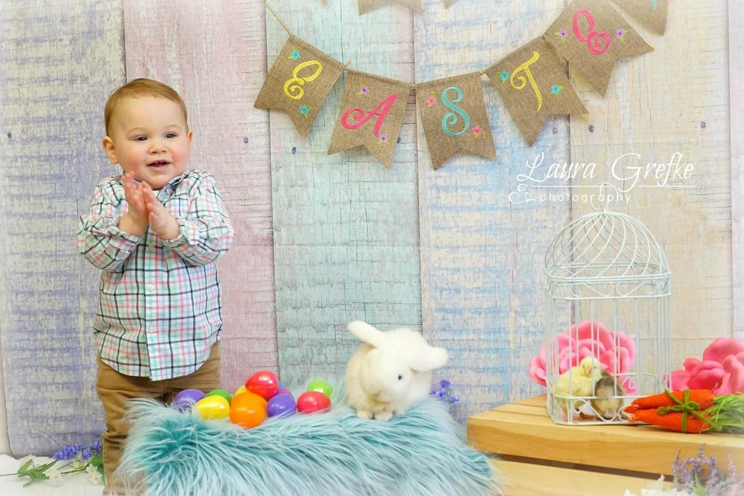 پس زمینه های حصار چوبی میکروفیبر Kate 7x5ft برای عکاسی، پس زمینه تزئینی عید پاک، پس زمینه بافت چوبی رنگارنگ، پس زمینه استودیویی پرتره بزرگسالان و کودکان