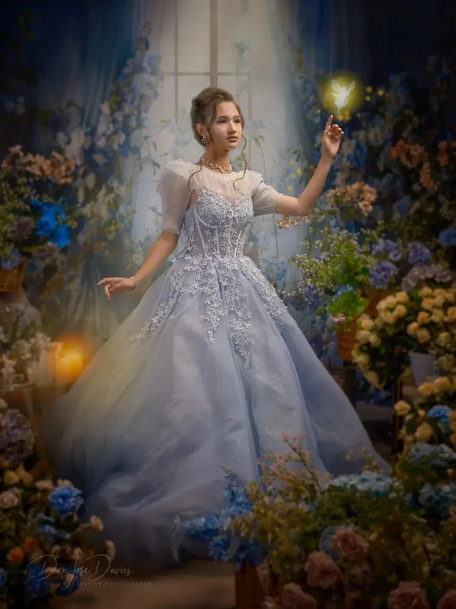 پرده گل آبی کیت، پس زمینه رمانتیک و رترو برای اتاق، پنجره، جشن تولد، عروسی، مناسب برای عکاسی، ابعاد 7x5 فوت پرده گل آبی کیت، پس زمینه رمانتیک و رترو برای اتاق، پنجره، جشن تولد، عروسی، مناسب برای عکاسی، ابعاد 7x5 فوت