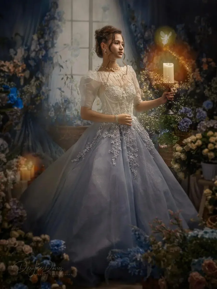 پرده گل آبی کیت، پس زمینه رمانتیک و رترو برای اتاق، پنجره، جشن تولد، عروسی، مناسب برای عکاسی، ابعاد 7x5 فوت پرده گل آبی کیت، پس زمینه رمانتیک و رترو برای اتاق، پنجره، جشن تولد، عروسی، مناسب برای عکاسی، ابعاد 7x5 فوت