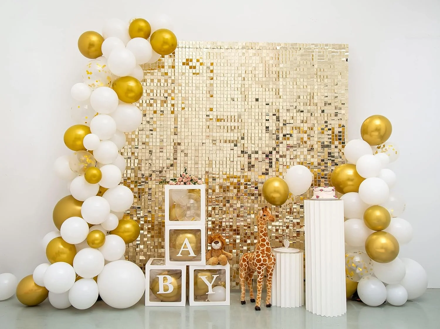 پس زمینه دیوار کیت، پس زمینه براق و درخشان، پس زمینه عکاسی، ساختار تولد، پرده عکاسی تولد (طلایی 24 عدد)