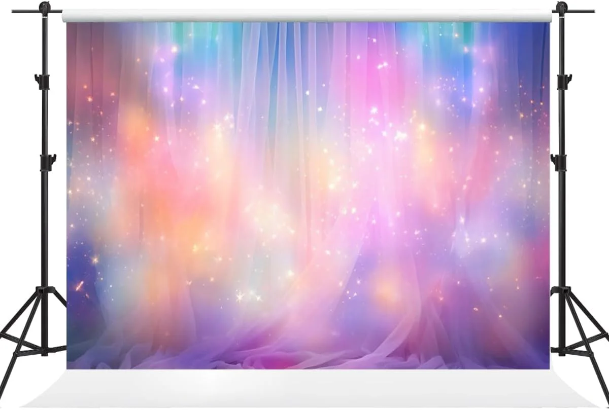 پس زمینه عکاسی رویایی رنگارنگ کیت 7×5 فوت، پرده تزئینی براق، پس زمینه عکس پرتره مهمانی عروسی بزرگسالان دخترانه، لوازم استودیوی عکاسی برای فیلم های عکس