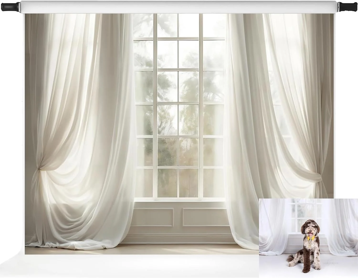 پرده های پس زمینه کیت وایت، پس زمینه عکس پنجره، اتاق داخلی، لوازم عکاسی پرتره خانوادگی، 7x5 فوت