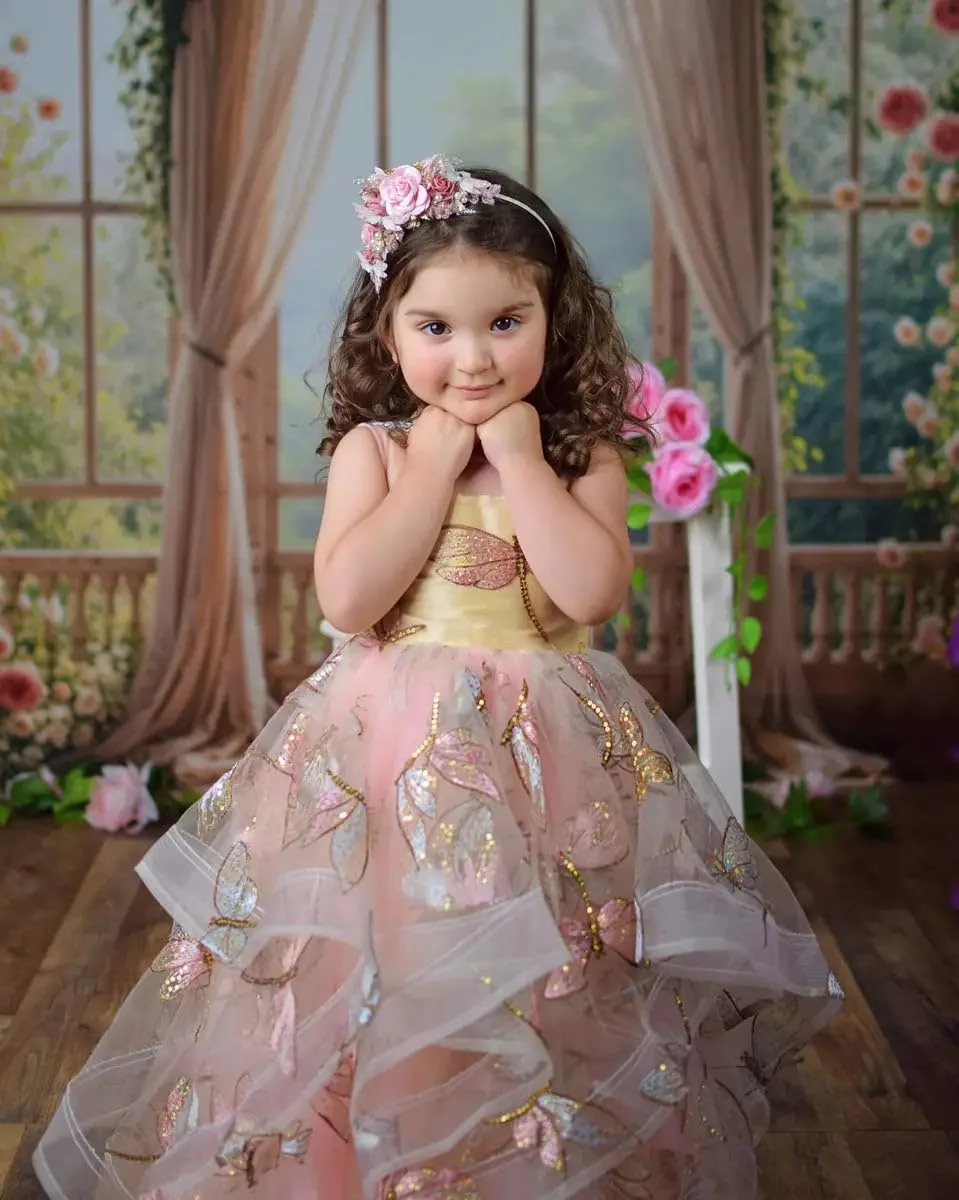 پس زمینه عکاسی طرح گل های بهاری کیت اسپرینگ، پرده صورتی، دکوراسیون منزل، مناسب عکاسی، ابعاد 210x150 سانتی متر